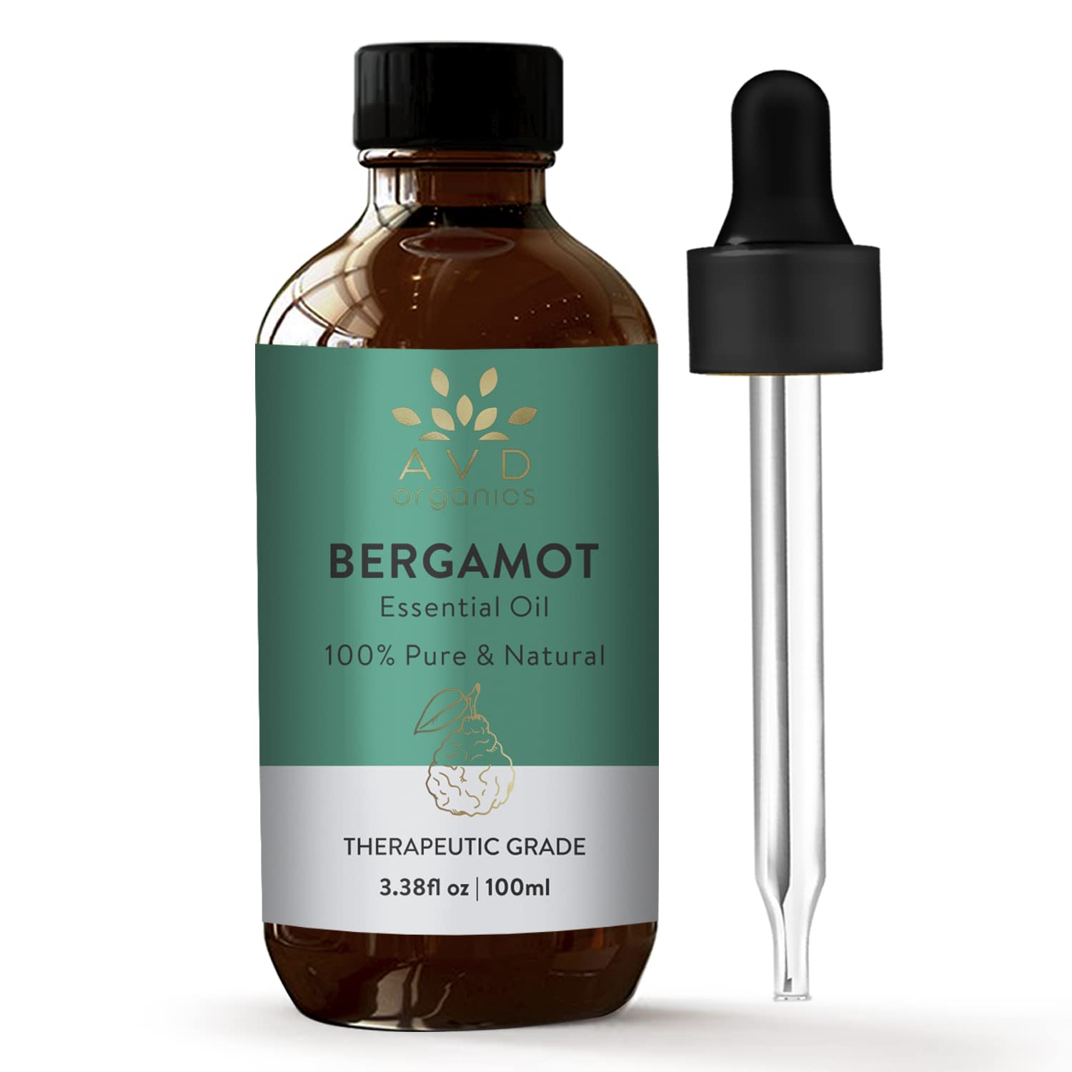AVD Organics Bergamot Essential Oil 100ml (3.38 fl oz) - 100% Pure & Natural Aromatherapy Oil for Diffusers, Massage, DIY Soap & Candle Making - Relaxing Scent for Home, Spa & Yoga Studio