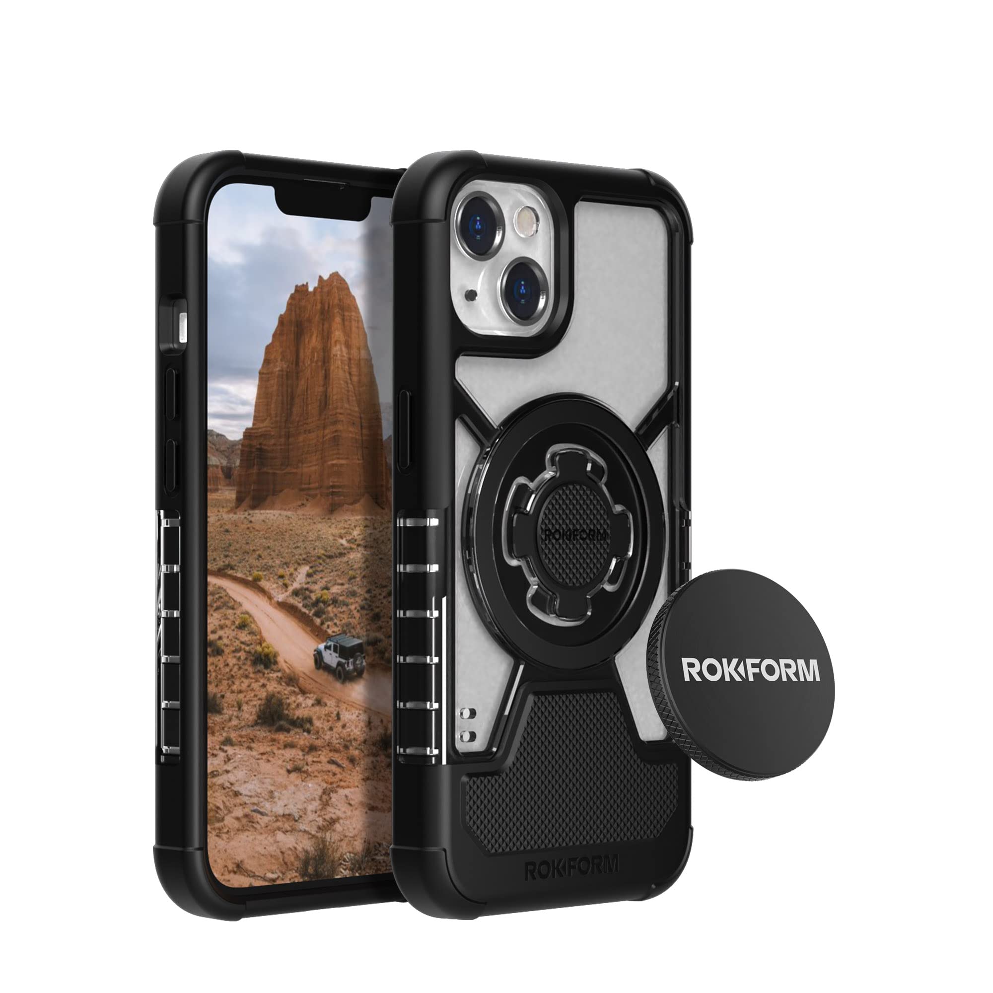 Rokform Crystal Clear Case for iPhone 13 with Low Profile Magnetic Phone Mount - Secure & Slim Protective Cover for Everyday Use, Commuting, and Hands-Free Driving