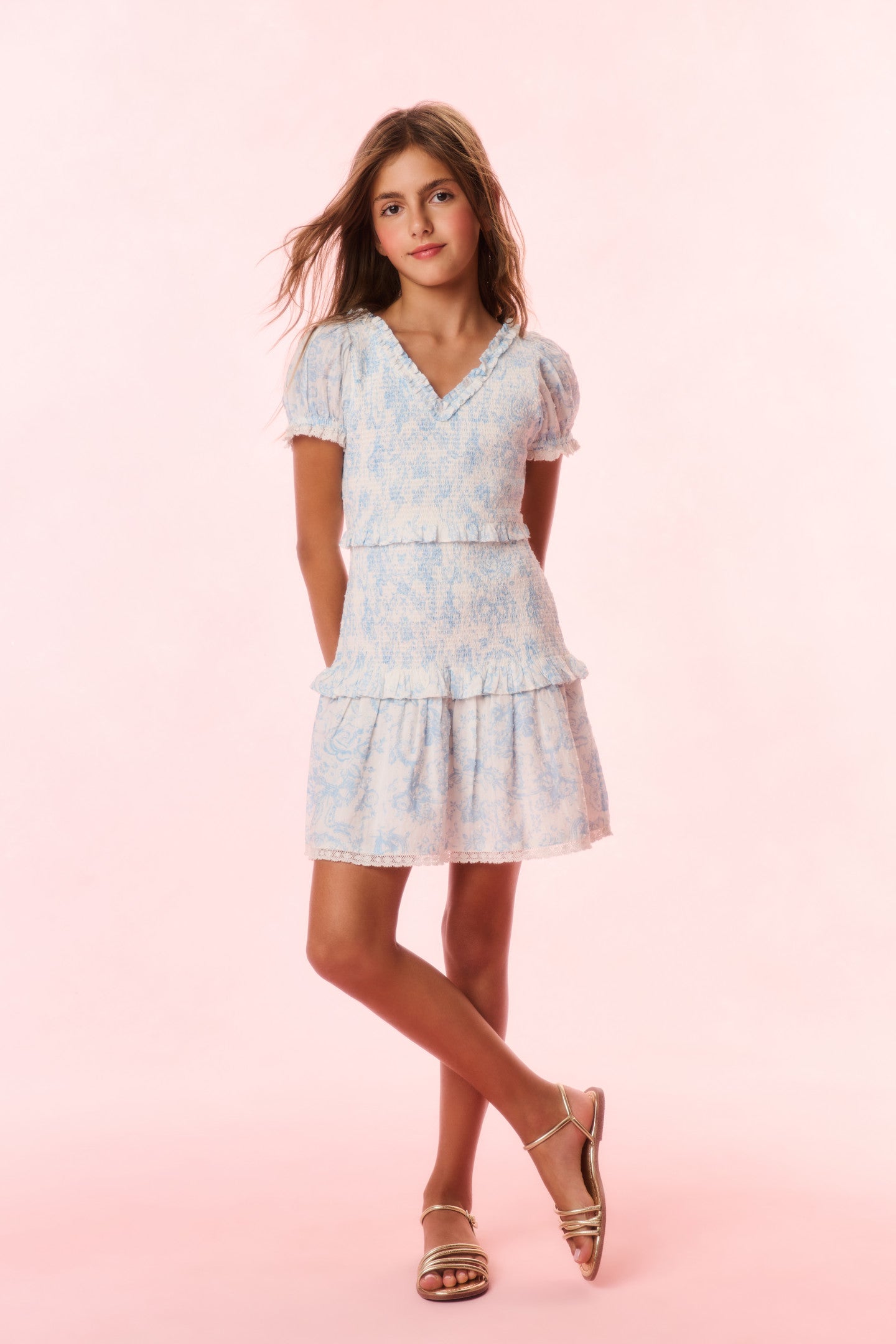 Banson Girls Cotton Toile Print Dress - Floral Summer Dress for Kids, Perfect for Parties, School & Outdoor Activities