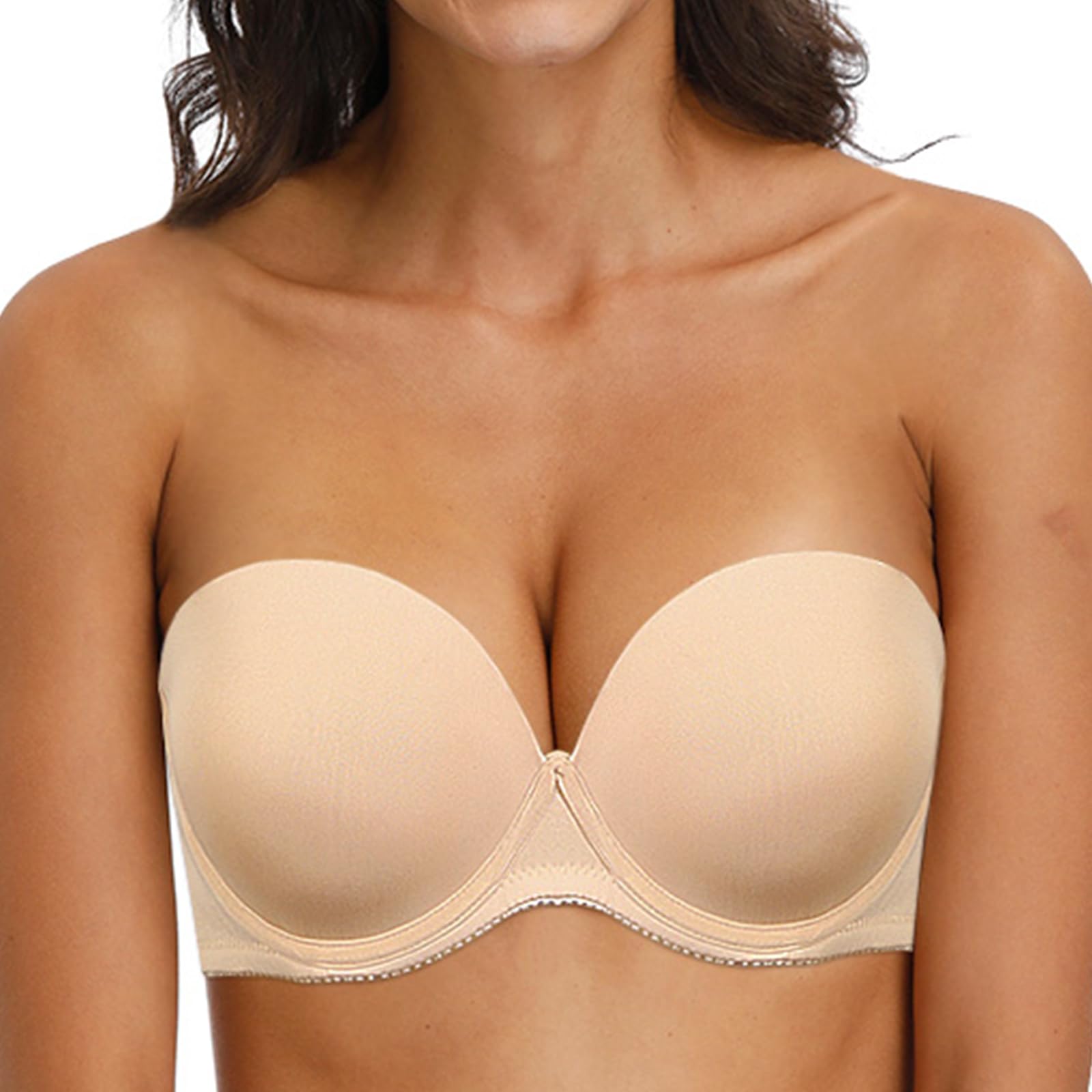 YANDW Strapless Convertible Push Up Bra - Heavy Padded Lift & Support, Adds 2 Cup Sizes, Multiway T-Shirt Bra for Women | Perfect for Evening Wear, Weddings & Everyday Comfort