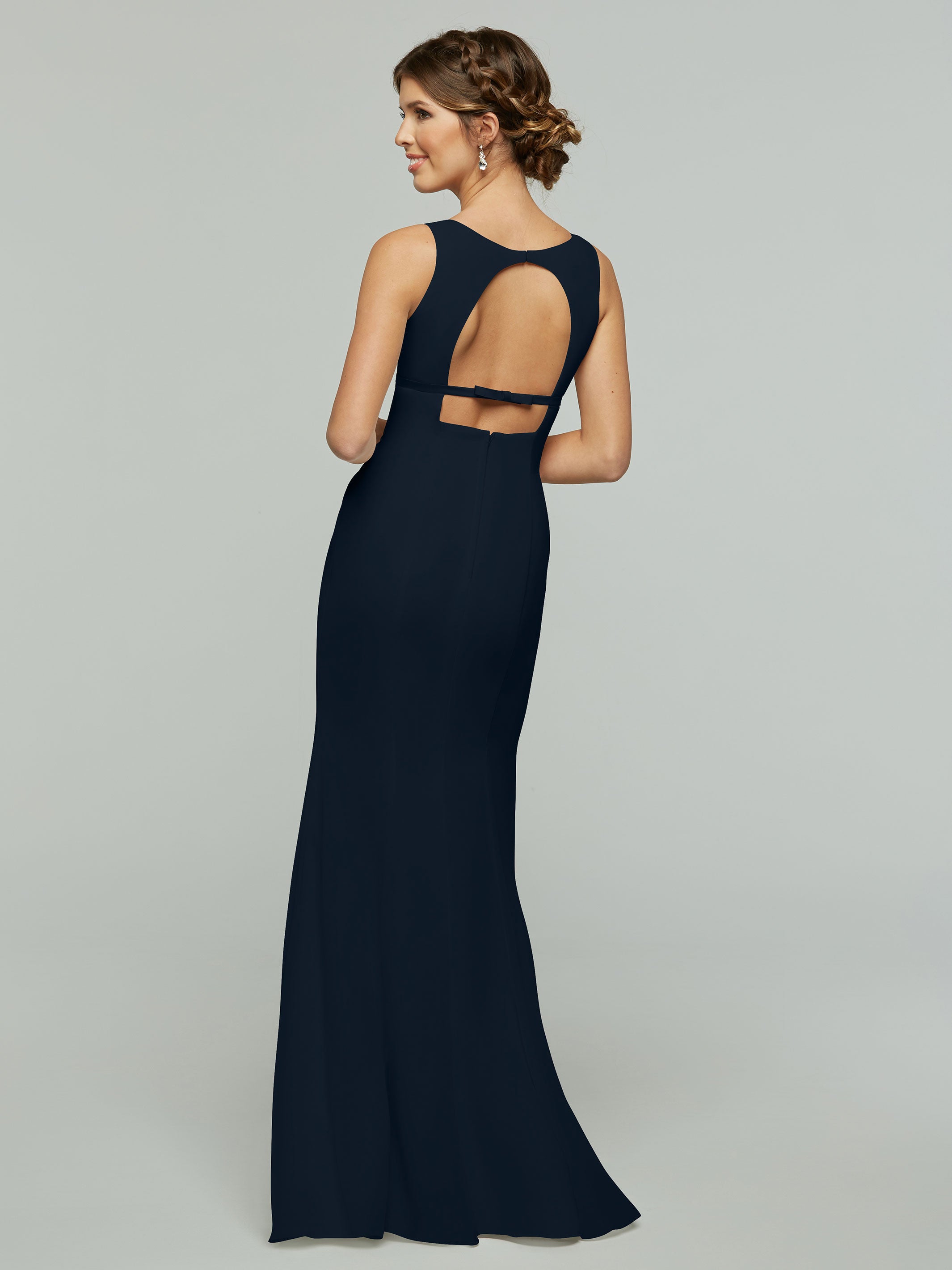 Elegant 80155 Fit and Flare Chiffon Bridesmaid Dress - V-Neck with Satin Ribbon for Weddings, Formal Events & Special Occasions