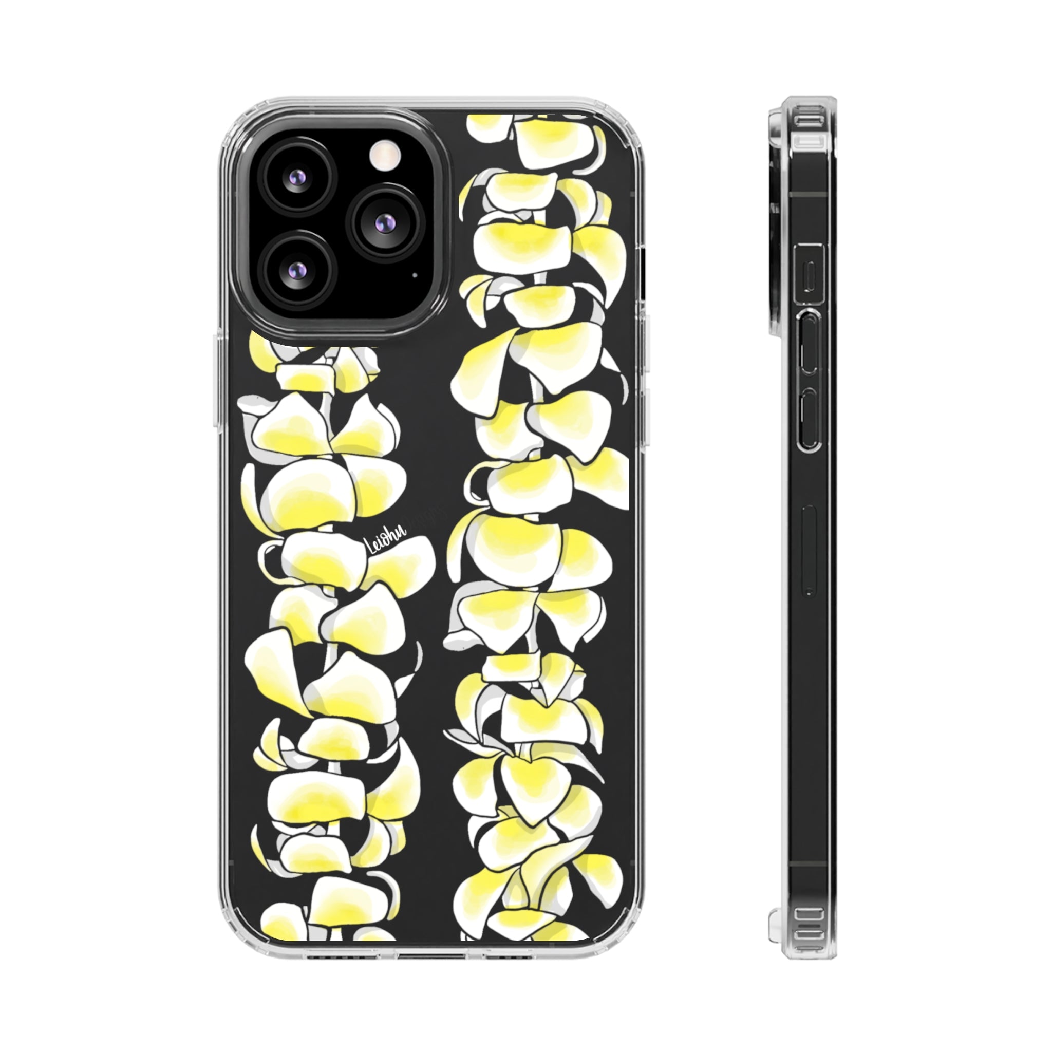 Hawaiian Plumeria Flower Lei Design Clear Phone Case - Durable Protective Cover for iPhone & Samsung - Perfect for Luau Parties, Beach Vacations & Summer Festivals