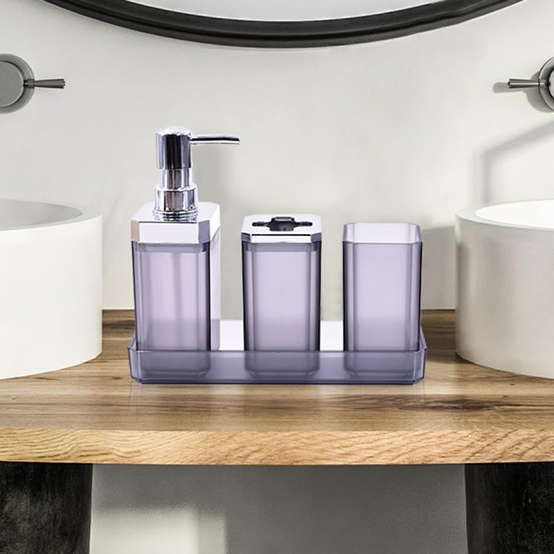 Premium Plastic Bathroom Kit Set - Toilet Brush & Trash Can for Modern Bathrooms | Essential Toiletries for Home & Hotel Use