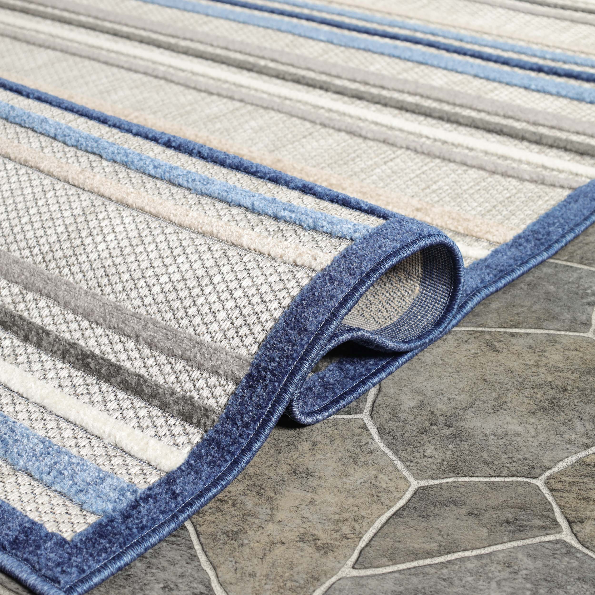 Stylish Eastyn Casual Stripe Geometric Area Rug - Soft Indoor/Outdoor Floor Mat for Living Room, Bedroom, Patio & Deck Decor