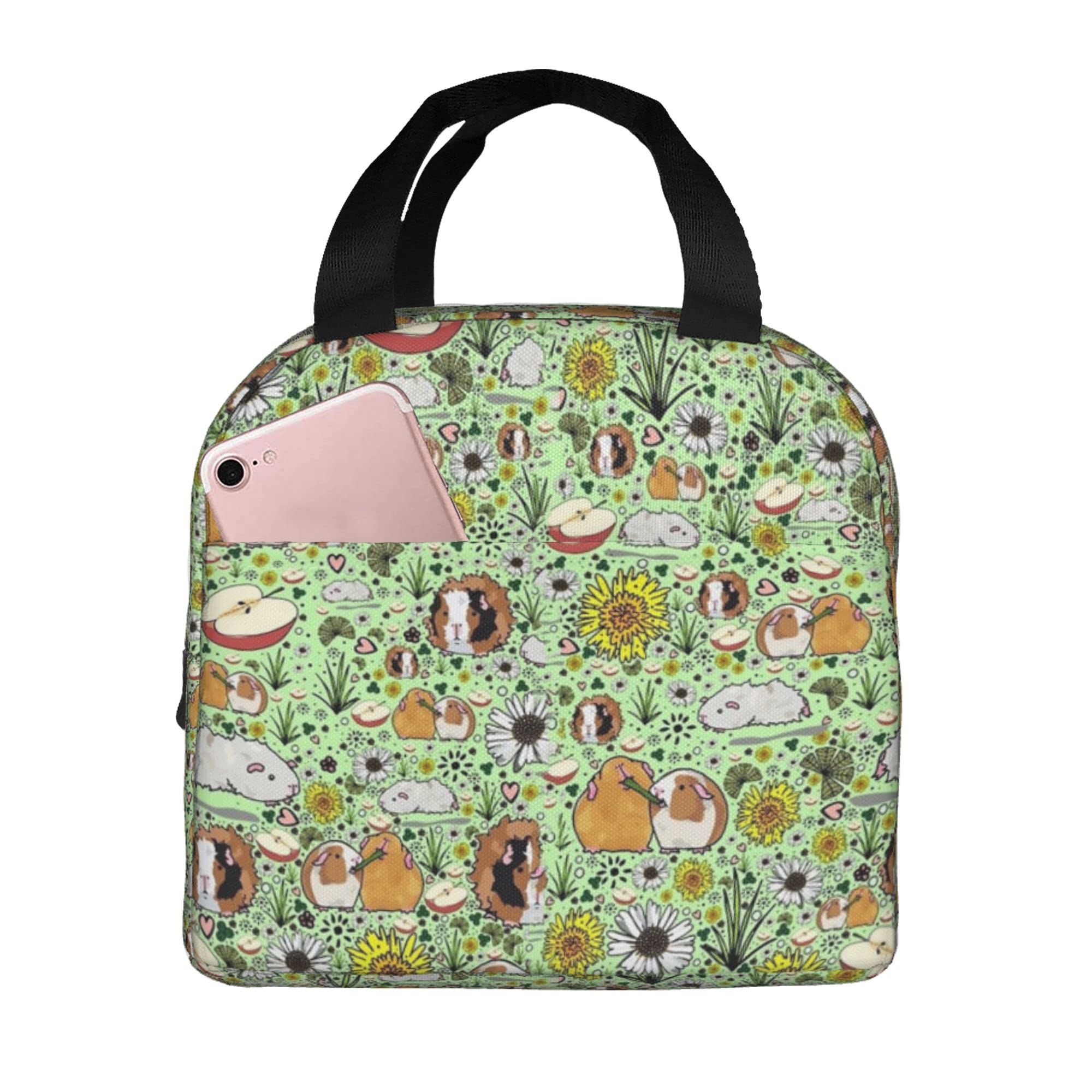 **Insulated Lunch Bag for Women & Men - Reusable Thermal Cooler Tote with Pockets for Work, School, Hiking, Picnic - Cute Guinea Pig & Floral Design**    (Optimized for Google SEO, includes target audience, key features, and usage scenarios.)