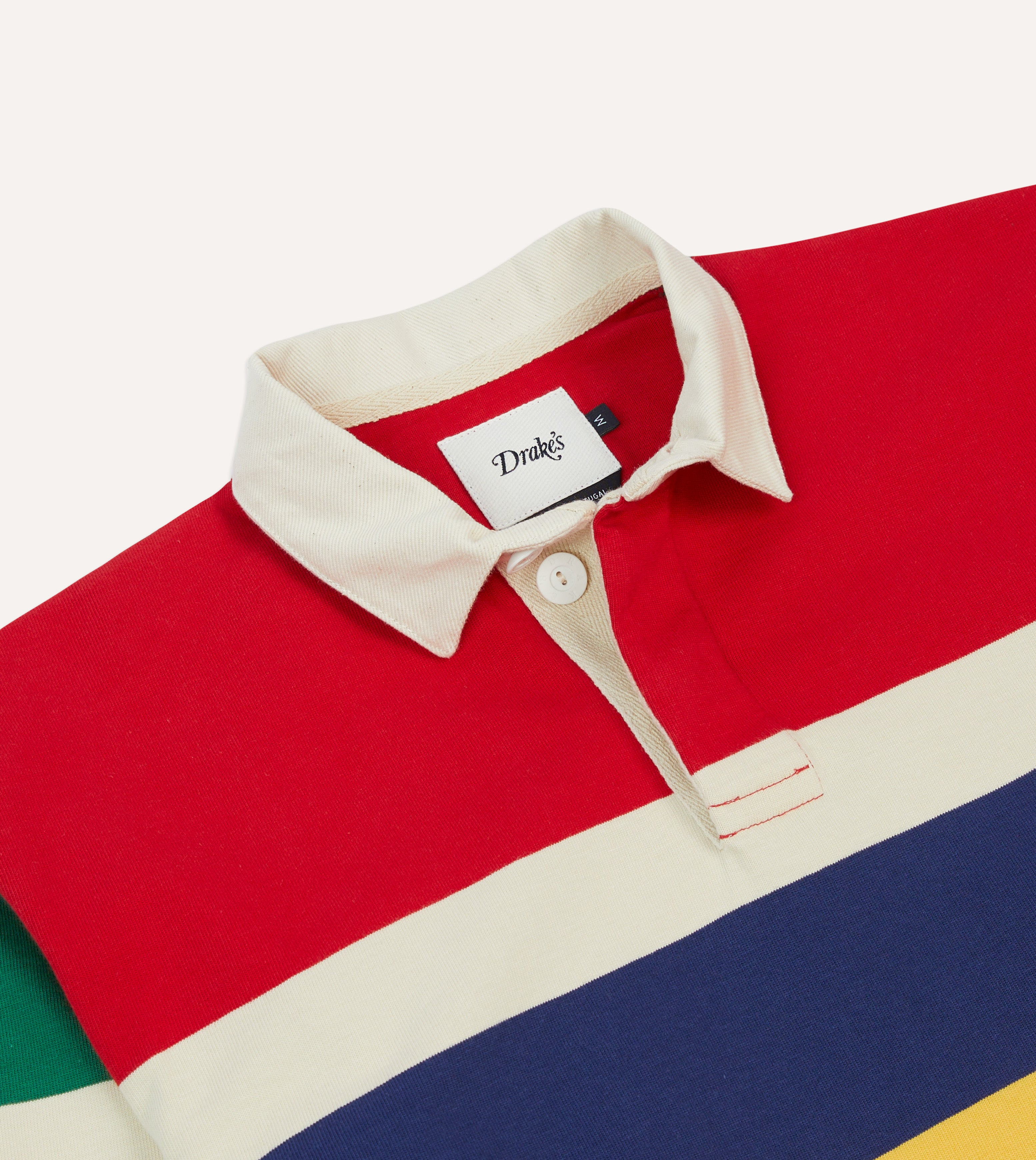 Men's Red, Yellow & Navy Striped Cotton Rugby Shirt - Classic Casual Sporty Polo for Rugby, Golf & Outdoor Activities