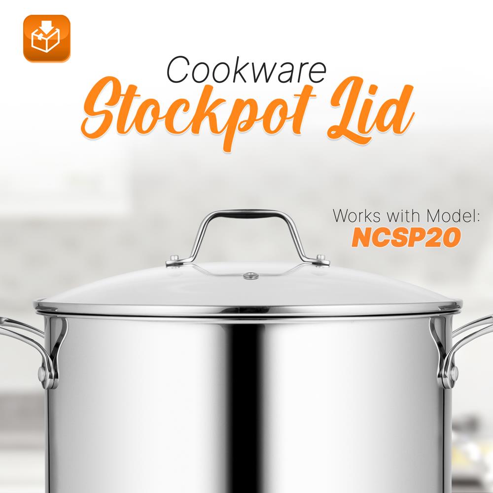 Premium Stainless Steel Cookware Stockpot Lid - Durable & Heat-Resistant for Cooking, Boiling & Stewing - Perfect for Home Kitchens & Professional Chefs