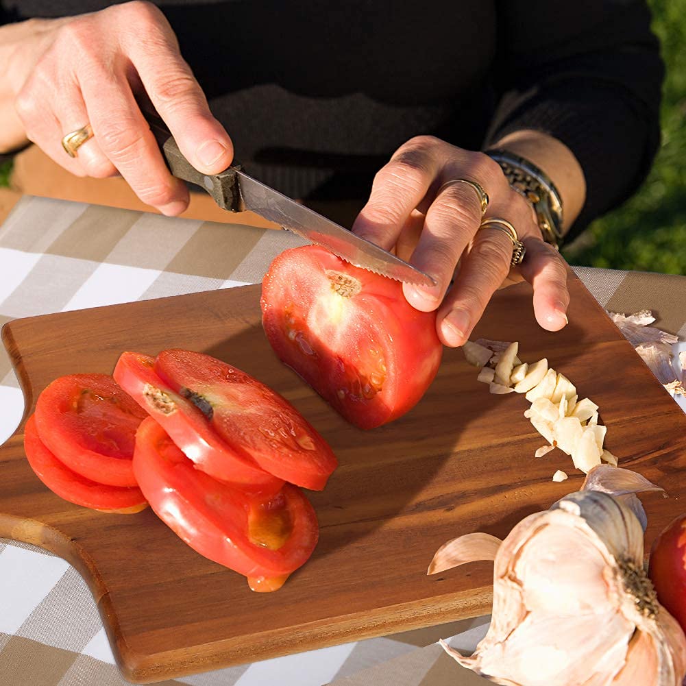 AIDEA Acacia Wood Cutting Board with Handle - Large 17x11 Inch Wooden Charcuterie Board for Bread, Cheese, Meat & Fruits - Kitchen Serving Tray for Entertaining, Parties & Daily Food Prep