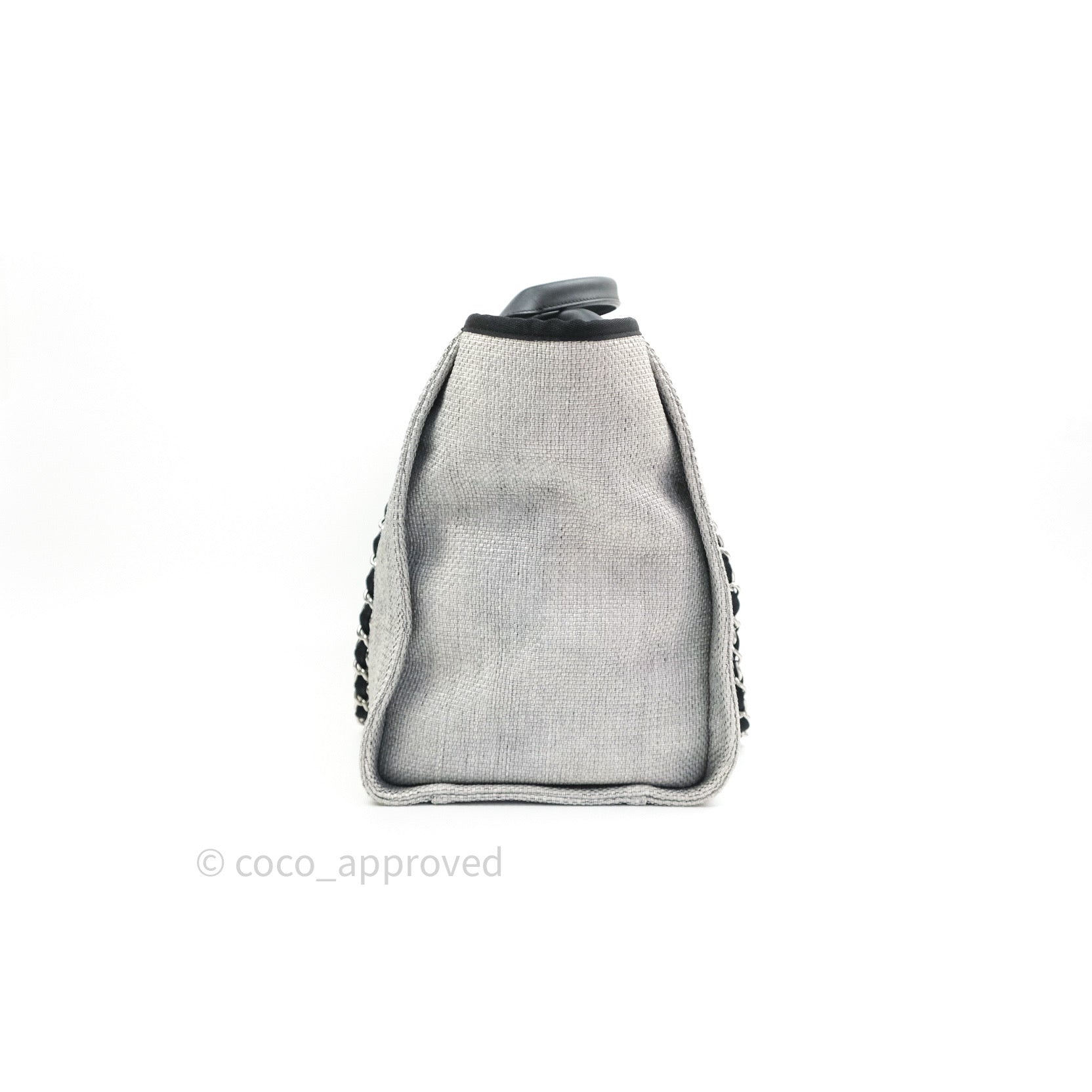 Chanel Canvas Large Deauville Tote Bag Light Grey - Luxury Designer Handbag for Women, Perfect for Travel, Work & Everyday Use