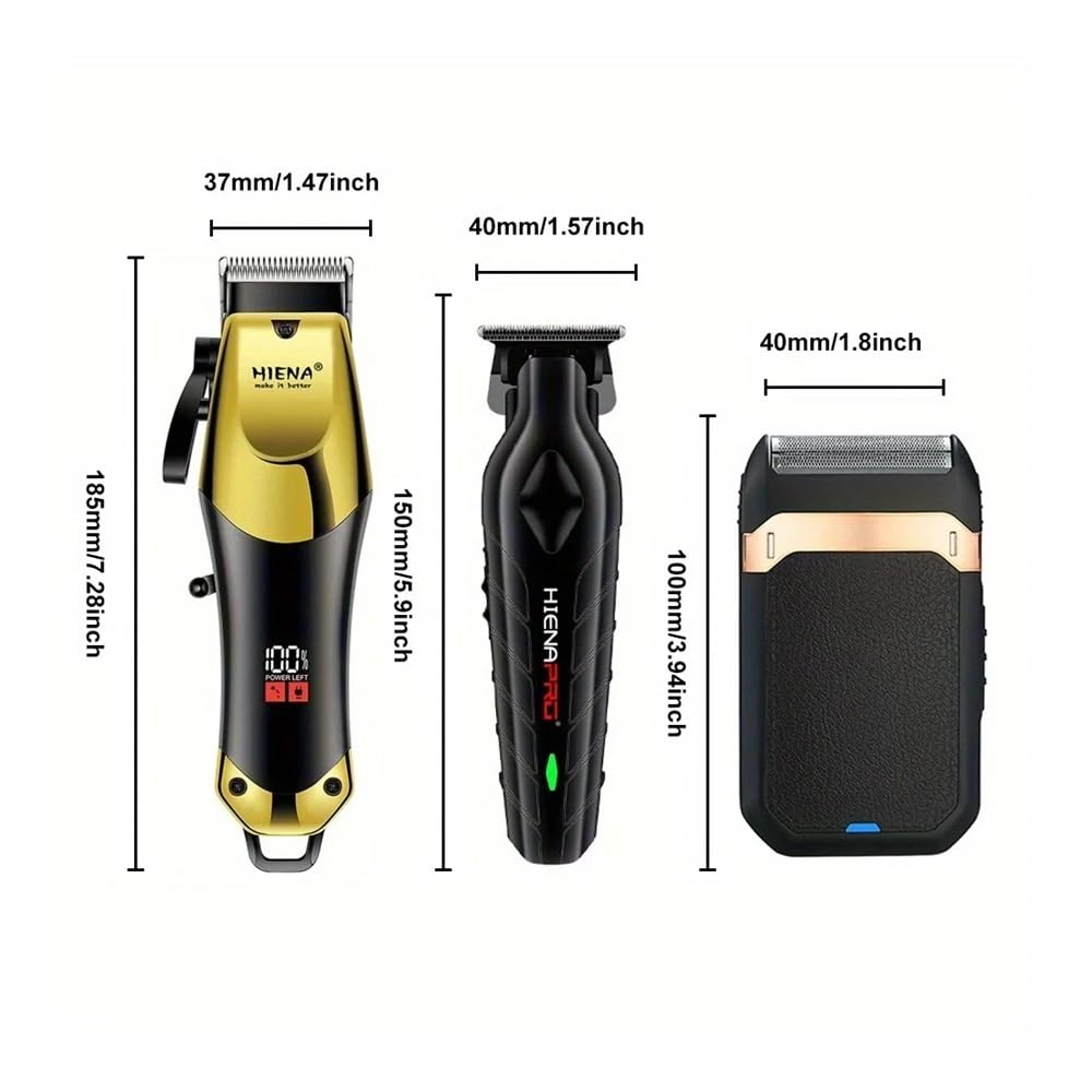 Professional Men's Electric Hair Clipper Set - USB Rechargeable Cordless Clippers with LED Display & T-Blade Zero Gap Technology for Barber & Home Haircut (Ideal for Fades, Buzz Cuts & Beard Trimming)