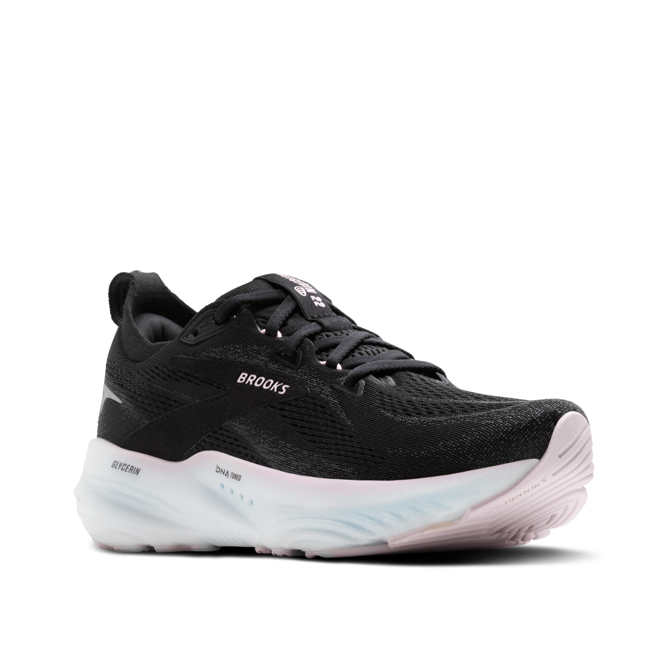 Brooks Glycerin 22 Women's Running Shoes - Black/Orchid Ice/White (B Width) - Premium Cushioning for Long Distance Running & Marathon Training