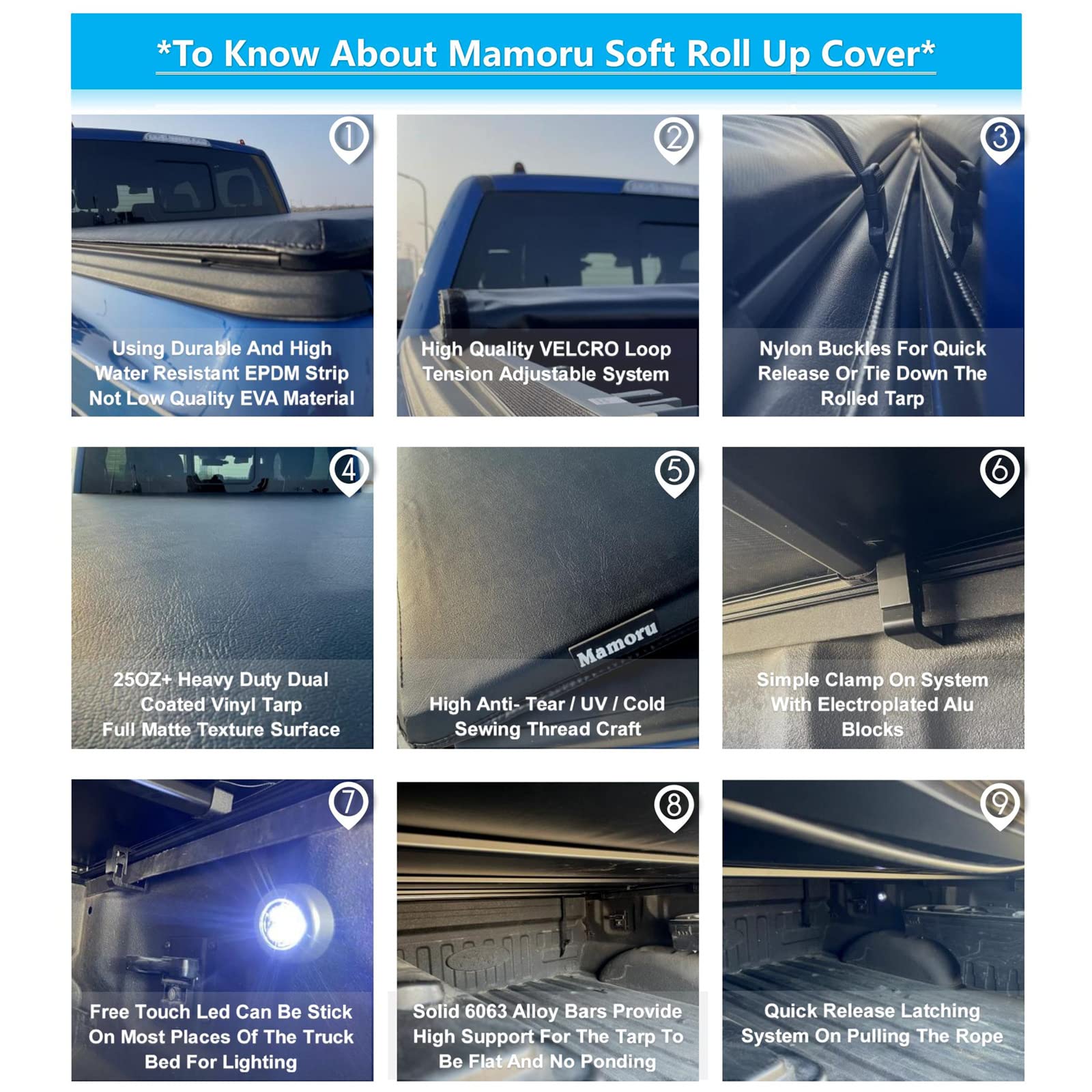 **Mamoru Soft Roll Up Tonneau Cover for 2017-2025 Honda Ridgeline 5'4