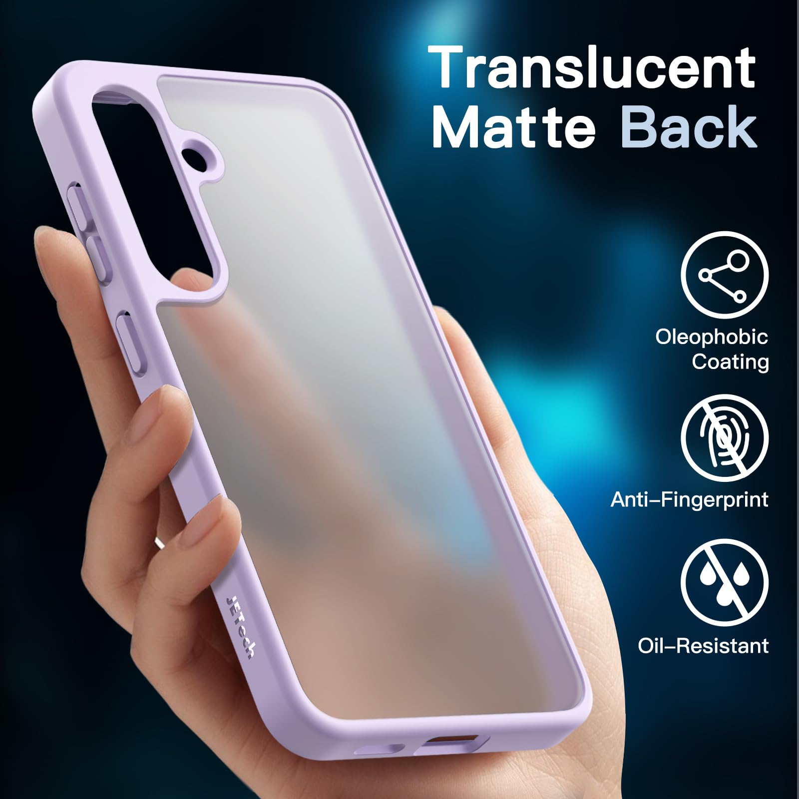 JETech 5-in-1 Matte Case for Samsung Galaxy S24+ / S24 Plus 5G - Shockproof Phone Cover with 2-Pack Tempered Glass Screen Protector & Camera Lens Protector, Translucent Back Design (Lilac) - Perfect for Everyday Use, Travel & Outdoor Activities