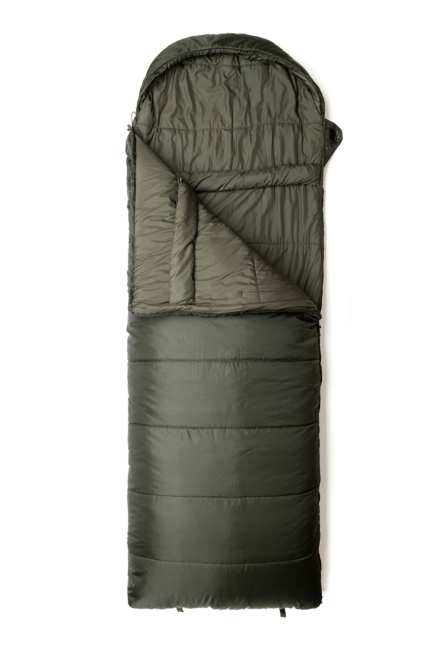 Snugpak Basecamp Ops Navigator Sleeping Bag - Lightweight & Compact with Compression Stuff Sack, Right Hand Zip, Olive Green - Perfect for Camping, Hiking & Outdoor Adventures