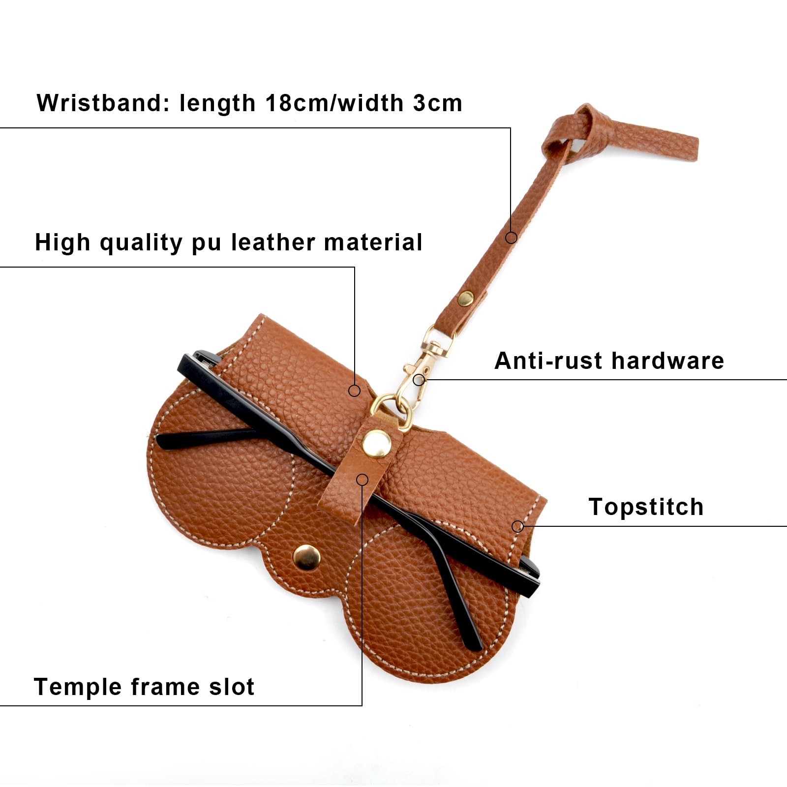 HENGBIRD 2 Pack Soft PU Leather Sunglasses Case - Slim Lightweight Eyeglass Holder Pouch for Men & Women - Scratch Resistant Glasses Storage Bag for Travel, Car, Office & Daily Use