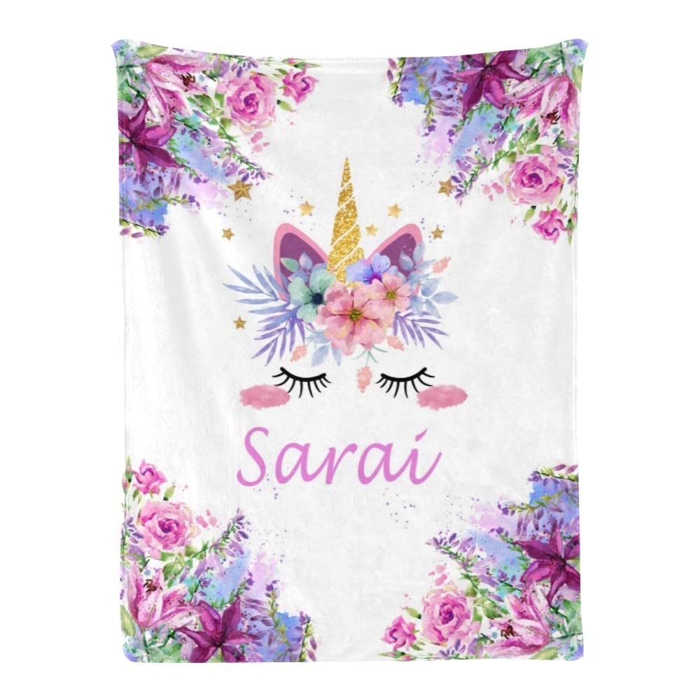 Personalized Baby Blankets with Name - Soft Flannel Unicorn Blanket for Girls | Custom Baby Gift, Newborn Receiving Blanket | Perfect for Nursery, Christening & Special Occasions