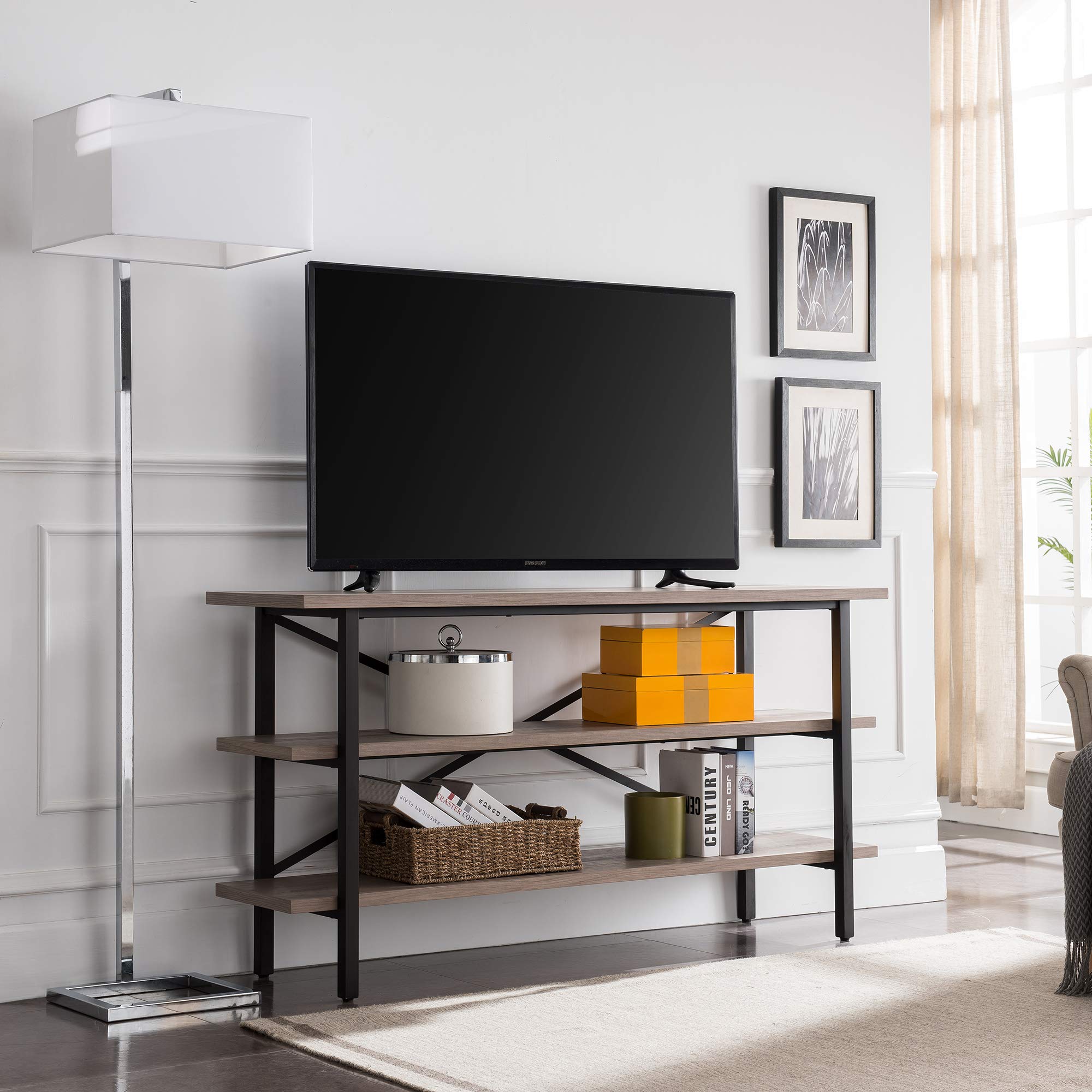 Holloway 65 Inch TV Stand with Storage - Modern Gray Oak Entertainment Center for Living Room, Bedroom & Home Theater