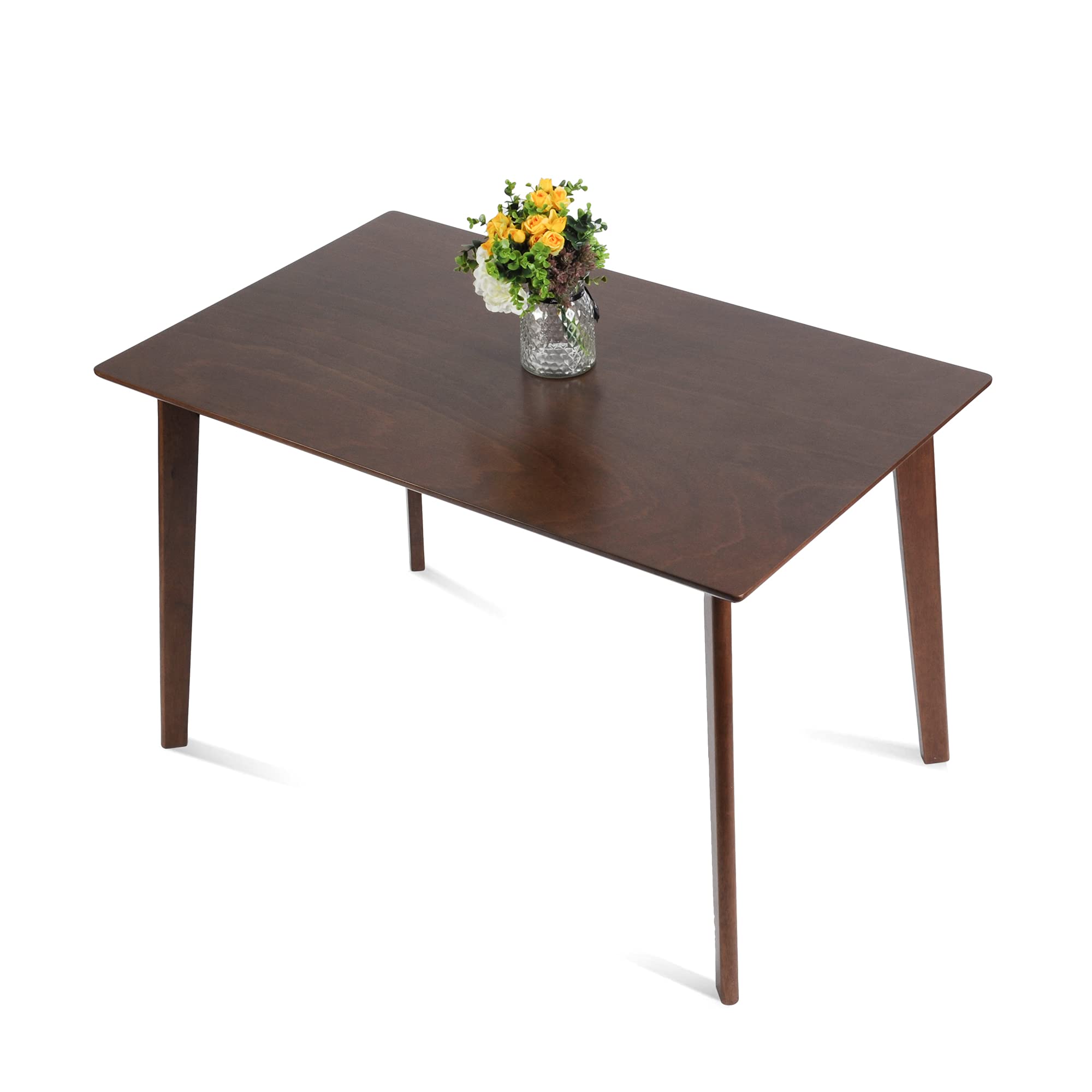 Mid Century Modern Dining Table - 47 Inch Small Kitchen Table for 4 with Wood Legs, Farmhouse Style in Walnut/Brown - Perfect for Living Room, Home, Apartment & Kitchen Dining Spaces