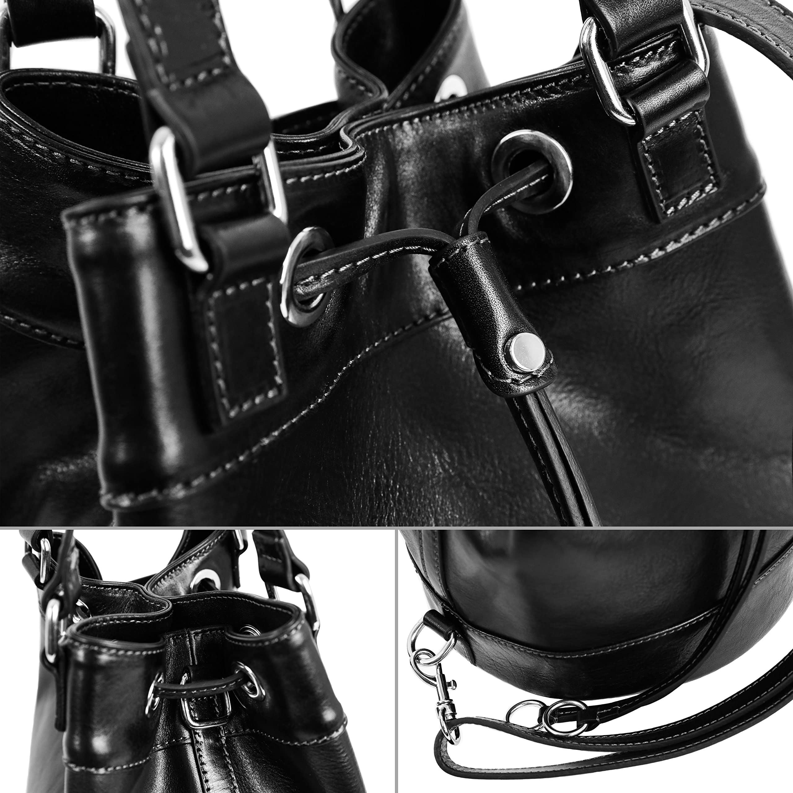 Premium Full Grain Leather Bucket Tote Bag for Women - Timeless Durable Design - Perfect for Work, Travel & Everyday Use