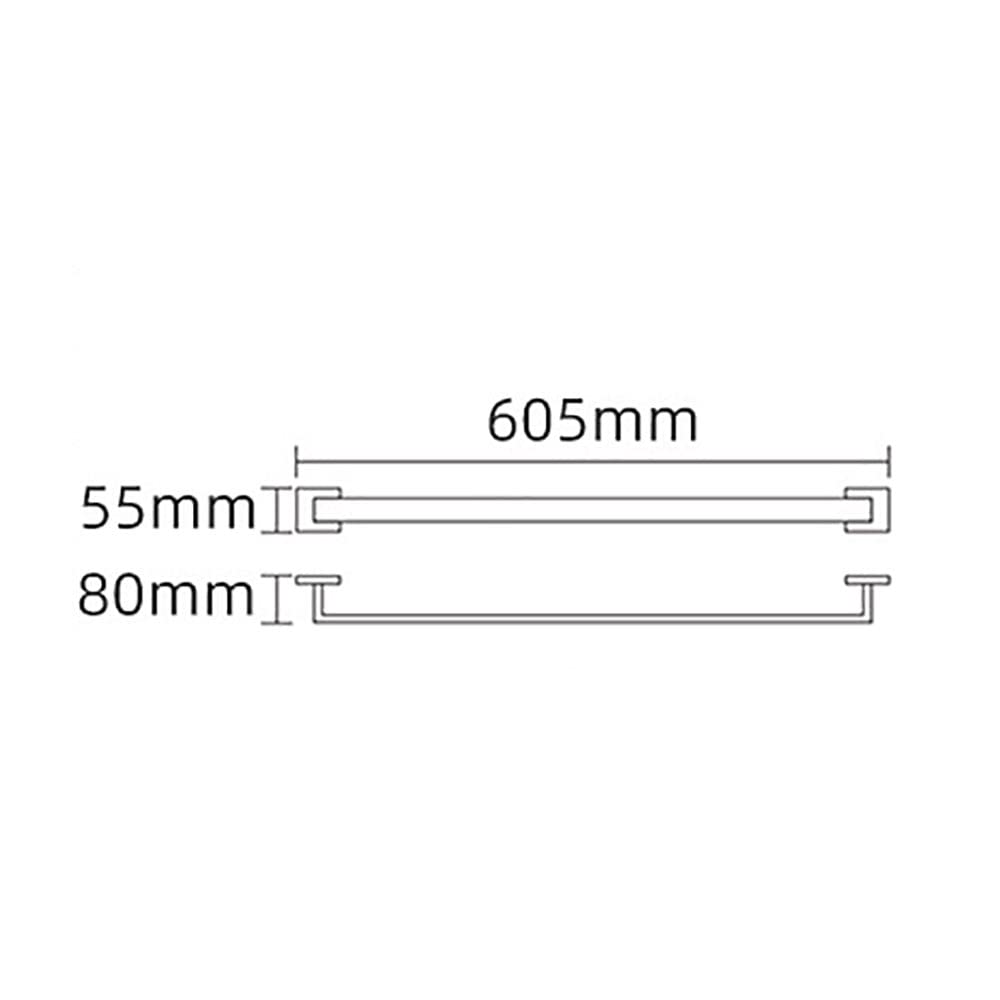 304 Stainless Steel Single Pole Towel Bar for Bathroom and Kitchen, 60.5cm Wall Mounted Hanging Towel Rack with Matte Black Finish - Perfect for Small Spaces, Modern Homes & Spa-Like Bathroom Decor