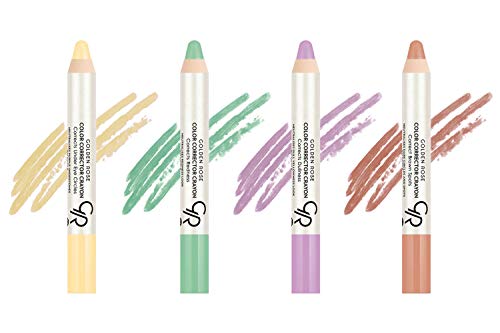 Golden Rose Color Corrector Crayon Pencil Set - 5-in-1 Face Concealer Makeup Kit for Dark Circles, Redness & Blemishes | Vegan & Cruelty-Free | Perfect for Everyday Makeup & Professional Use