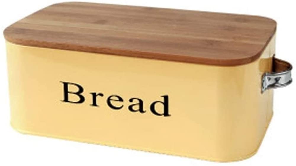 Premium Bamboo Bread Box with Lid - Multi-Functional Kitchen Storage & Chopping Board - Airtight Bread Keeper for Countertop - Yellow (Perfect for Storing Bread, Fruits, and Kitchen Essentials)
