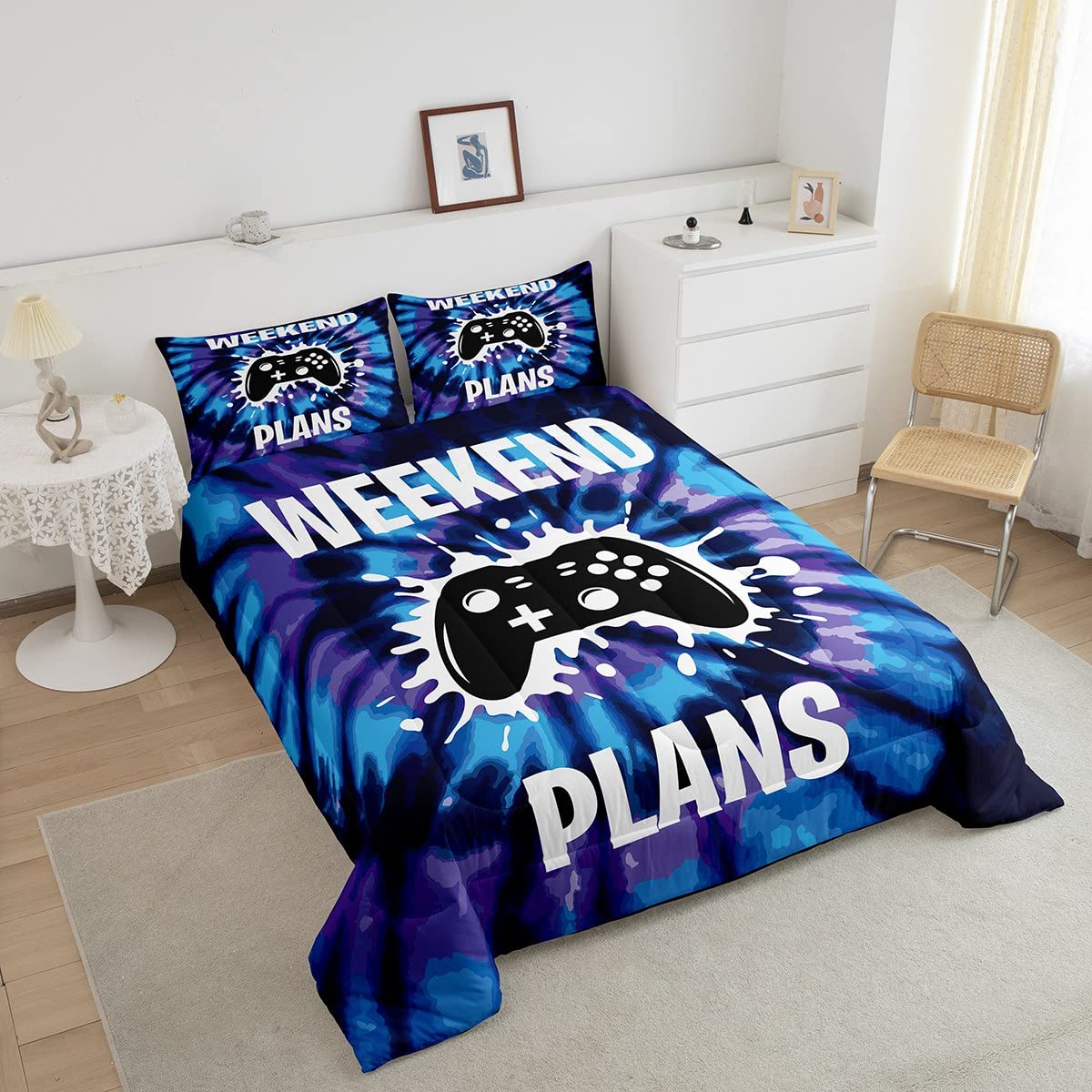Erosebridal Twin Boys Gaming Bedding Set - Blue Gamer Comforter Set for Kids & Toddlers | Perfect for Gaming Rooms, Sleepovers & Themed Bedrooms