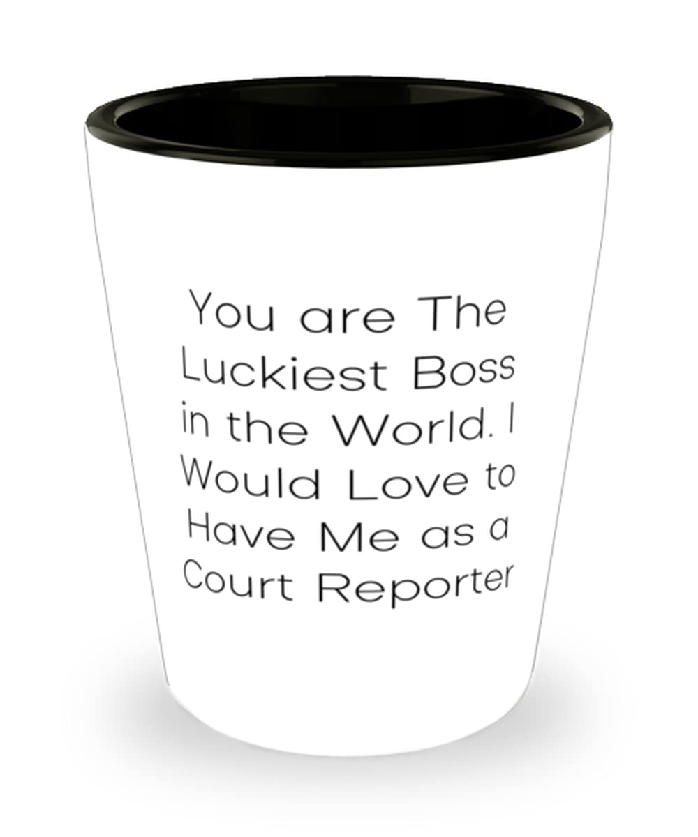 Best Boss Shot Glass - Funny Ceramic Cup Gift for Court Reporter Colleagues & Friends - Perfect for Office Parties, Retirement Gifts & Work Celebrations