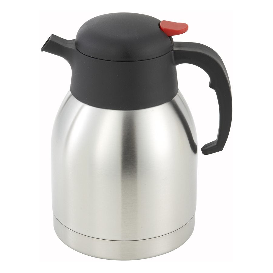 Winco 1.5 Liter Insulated Stainless Steel Carafe - Hot & Cold Beverage Thermos for Coffee, Tea, Water - Perfect for Office, Home, Camping & Outdoor Use