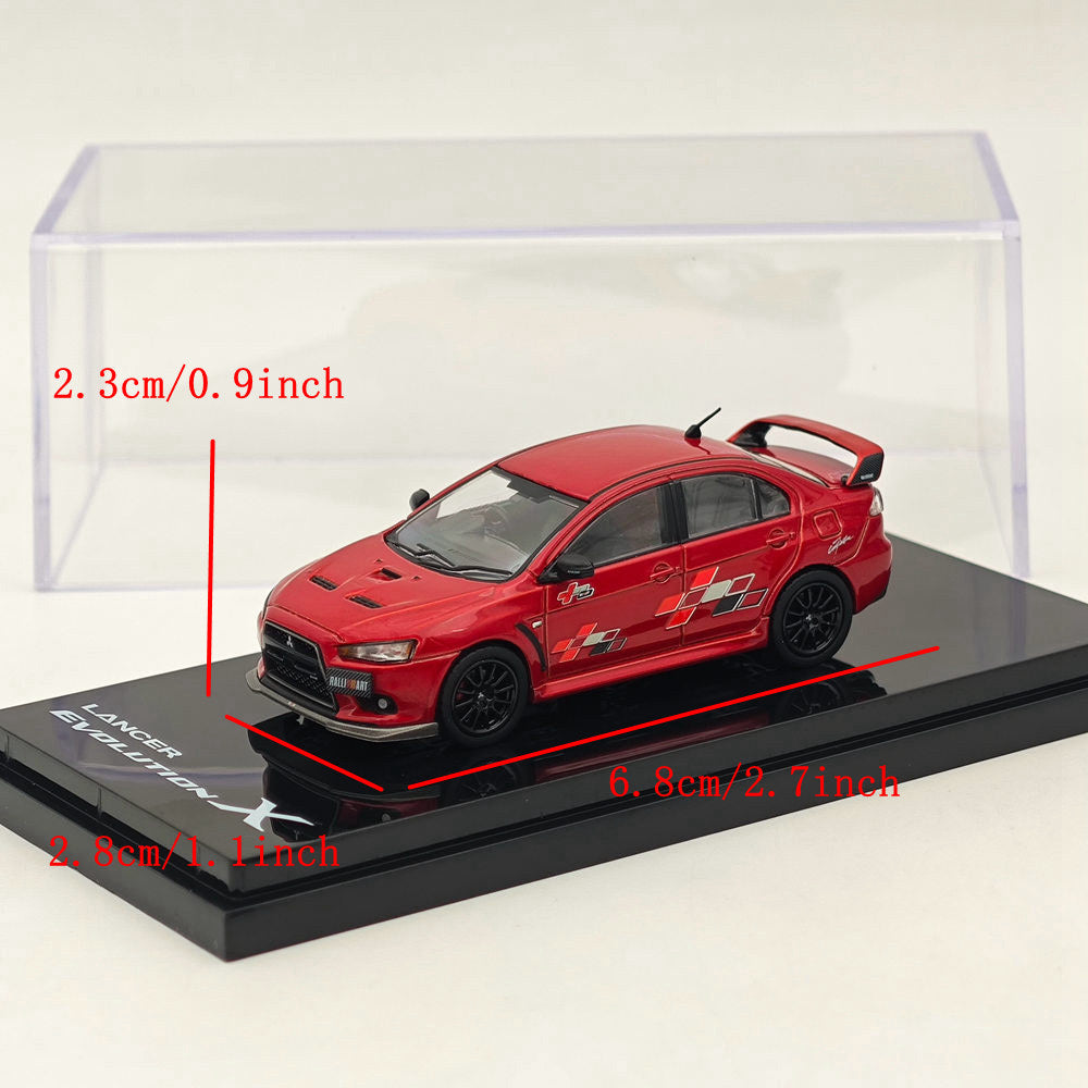1/64 Scale Mitsubishi Lancer Evolution X Ralliart Red Diecast Model Car - Collectible Japanese Hobby Car for Display, Racing Enthusiasts & Diecast Collectors