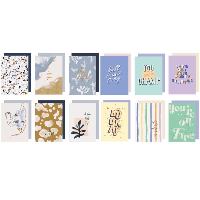 Set of 12 Greeting Cards with Inspirational Quotes & Abstract Designs - Perfect for Birthdays, Thank You Notes & Special Occasions