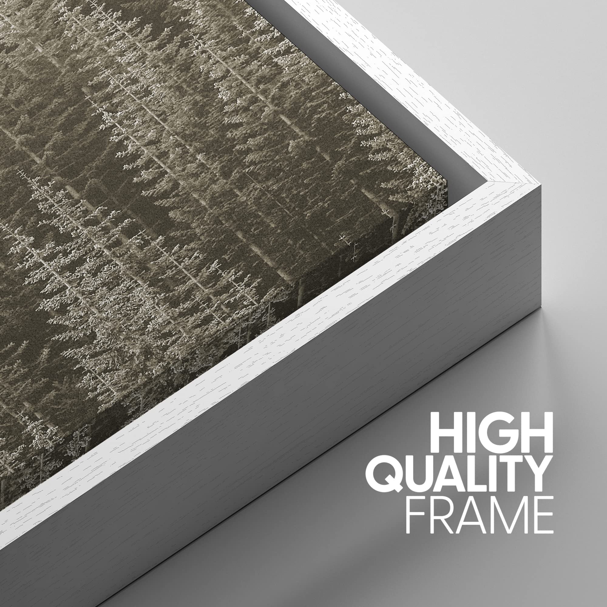 Framed Canvas Print Wall Art - Woodland Nursery Decor Set, Black & White Forest Valley Nature Wilderness Modern Art, Rustic Style for Living Room, Bedroom, Office - 16x24 Inches - Perfect for Home Decor, Gifts & Interior Design