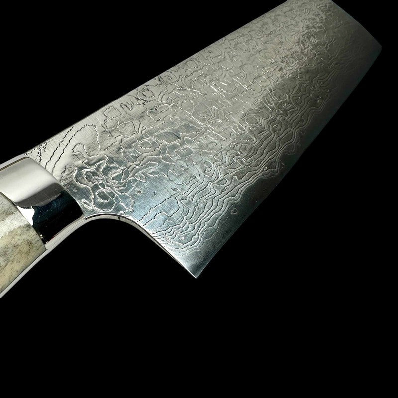 Premium Takeshi Saji SG2 Damascus Steel 170mm Nakiri Knife with Cow Horn Handle - Japanese Vegetable Knife for Professional Chefs & Home Cooking