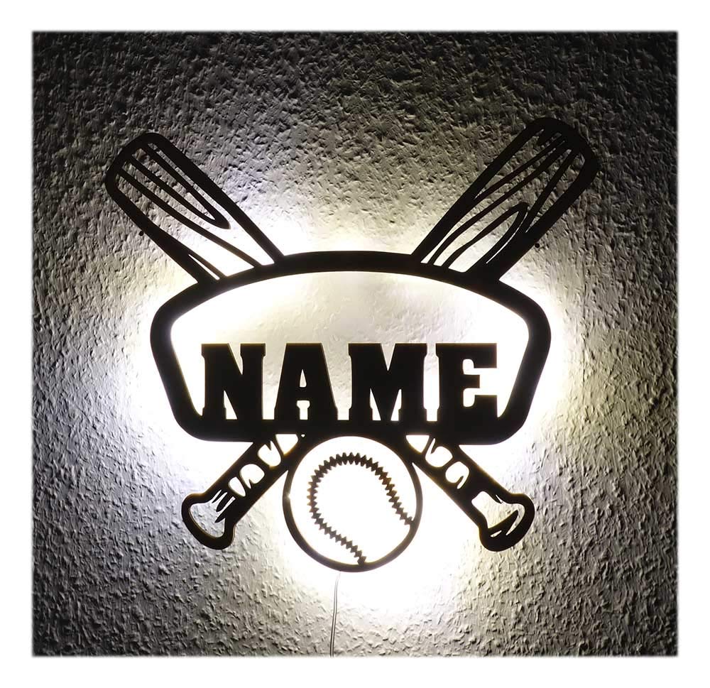 Personalized Baseball LED Night Light for Boys, Men & Kids - Custom Name Gift for Team Coach - Unique Room Decor for Bedroom, Nursery & Sports Fan Cave