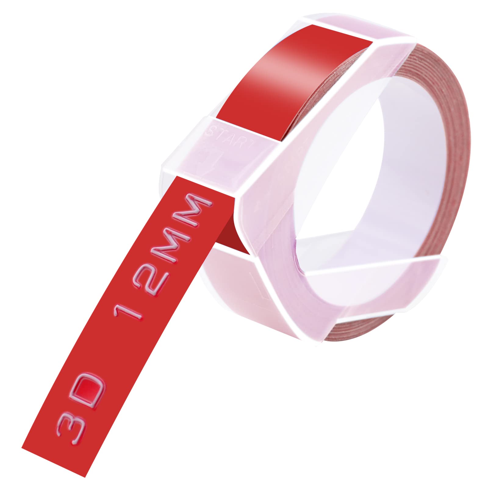GREENCYCLE 3D Plastic Embossing Label Tape - Compatible with Dymo Organizer Xpress, Pro Office Mate II, MoTEX Label Makers - Self-Adhesive Glossy Labeling 521202 - 1/2