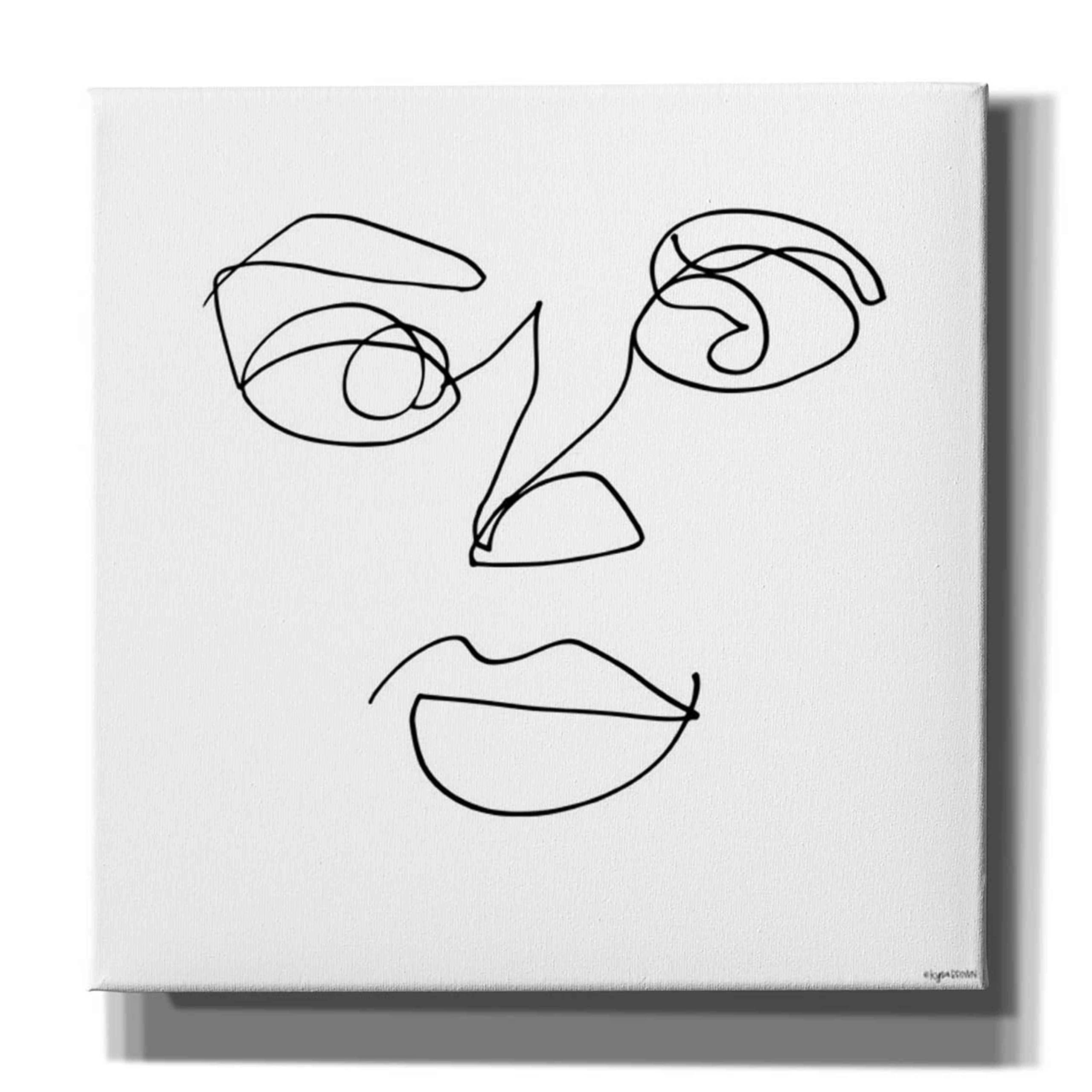 Epic Graffiti 'Line Face' by Kyra Brown - 37x37 Inch Modern Canvas Wall Art for Living Room, Bedroom & Office Decor