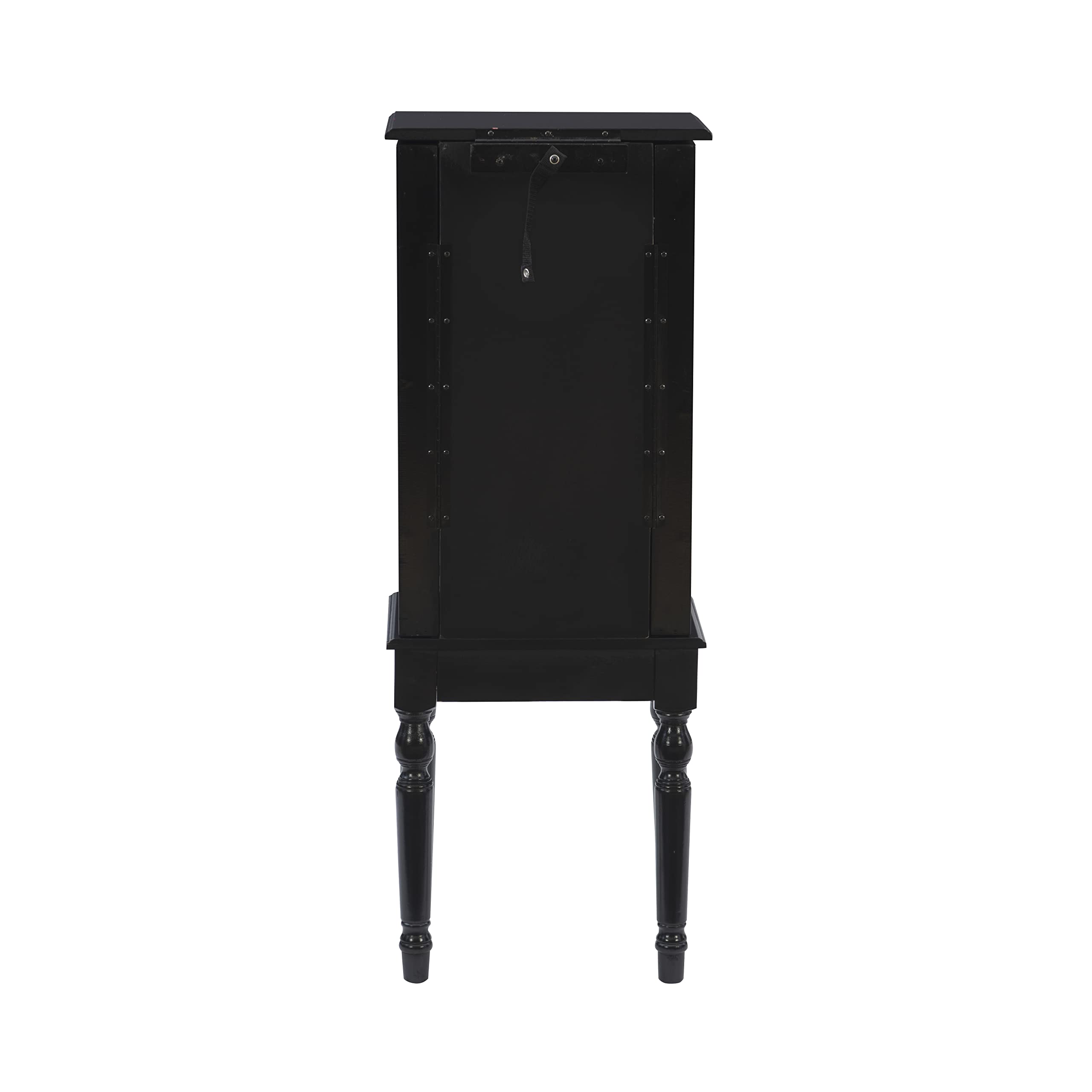 Powell Ebony Jewelry Armoire with Black Lining - Vintage Distressed Ebony Black Finish for Necklaces, Rings & Bracelets - Perfect for Bedroom, Closet & Dressing Room Organization