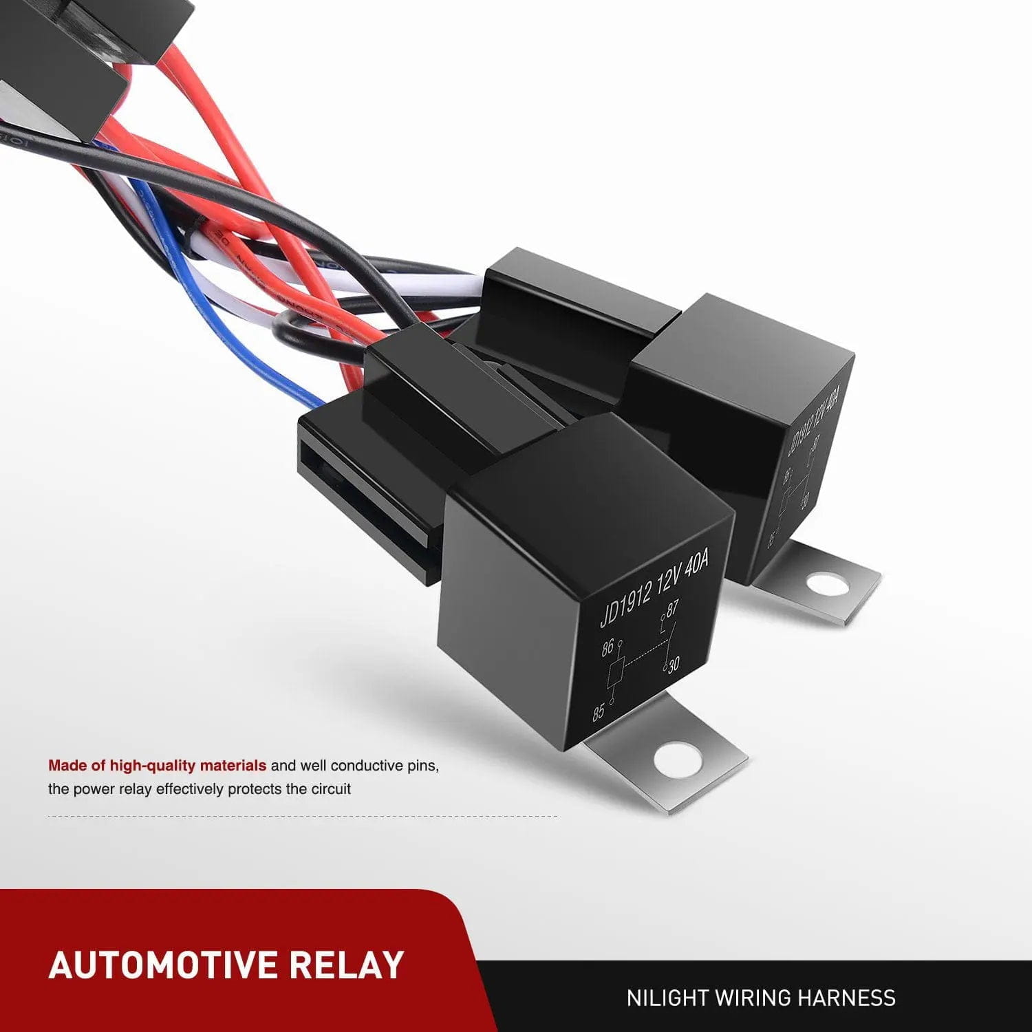 16AWG Amber White Light Bar Wire Harness Kit with 12V Push Button Switch, 2 Fuses & 6 Spade Connectors - Perfect for Off-Road Trucks, ATVs & Marine Lighting Installations