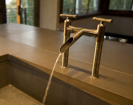 Deck Mount Lavatory Faucet - Modern Bathroom Sink Faucet with High Arc Spout for Home & Commercial Use | Perfect for Bathrooms, Restrooms, and Powder Rooms