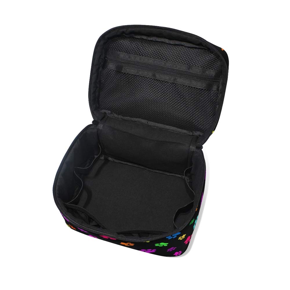 Colorful Dog Paw Print Travel Cosmetic Bag - Waterproof Makeup Toiletry Organizer Pouch for Women & Girls | Perfect for Gym, Vacation & Daily Storage