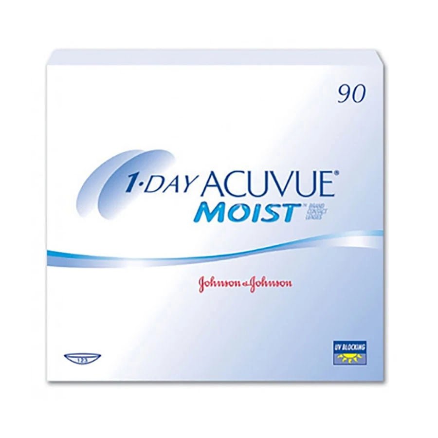Acuvue 1 Day Moist Daily Disposable Contact Lenses (30 Pack / 90 Pack) - Comfortable & Hydrating for All-Day Wear - Perfect for Work, Sports & Travel