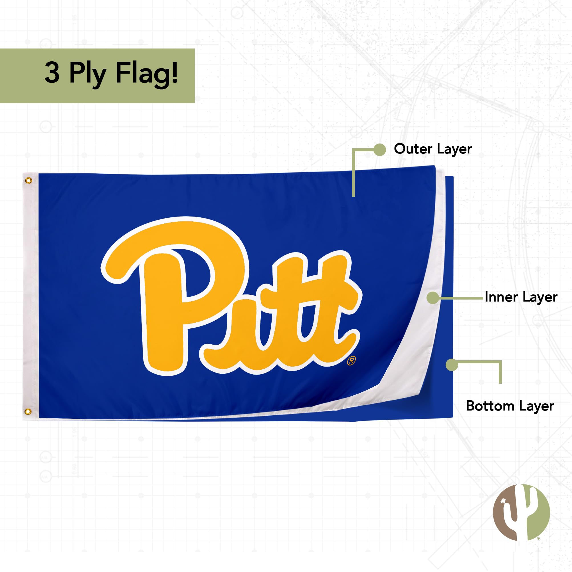 University of Pittsburgh Panthers Double Sided 3x5 ft Flag - 100% Polyester Indoor/Outdoor Banner - Perfect for Game Day, Tailgating, Dorm Room & Office Decor
