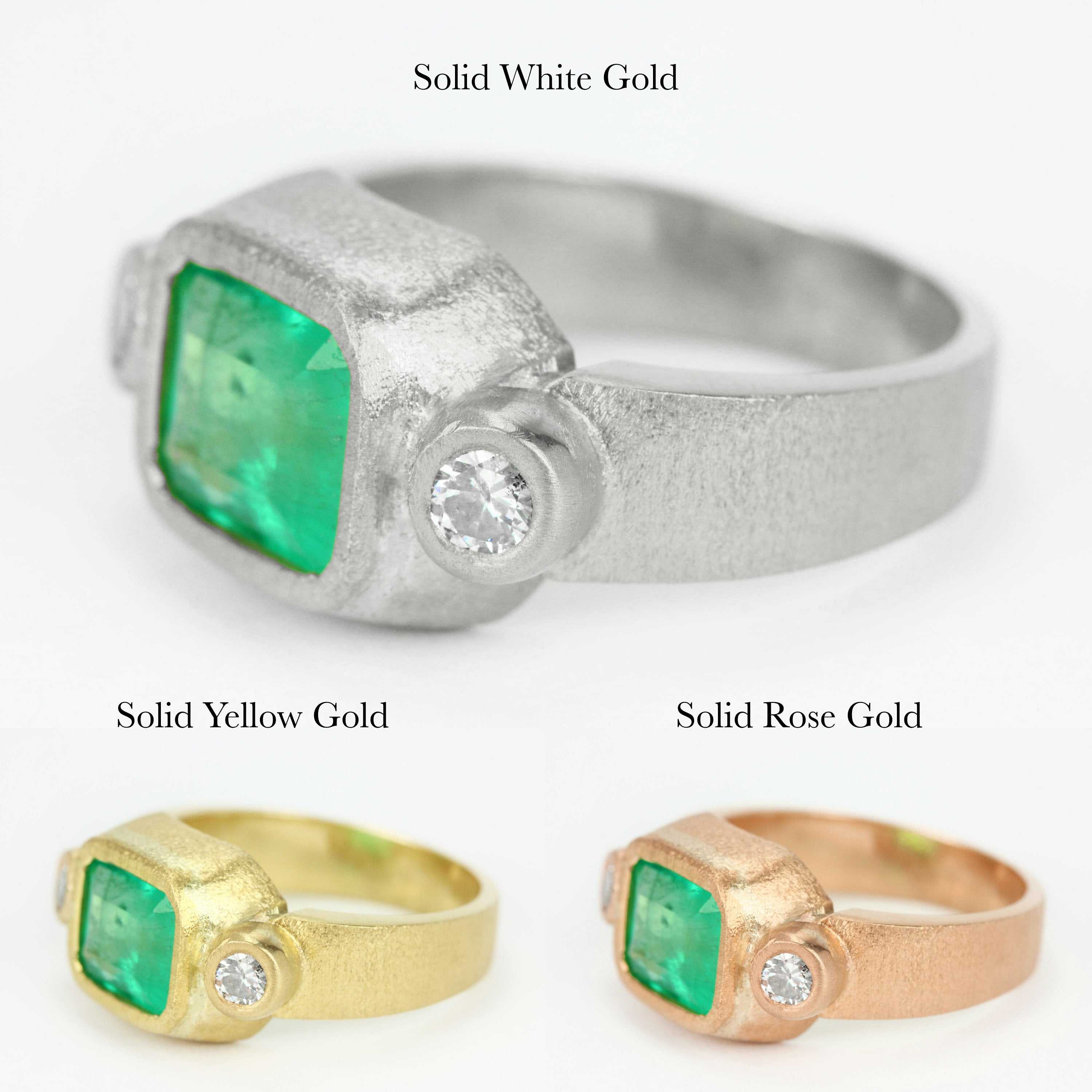 2.70tcw Colombian Emerald & Diamond Three Stone Bezel Ring in 18K Gold - Elegant Jewelry for Engagement, Wedding & Anniversary Gifts