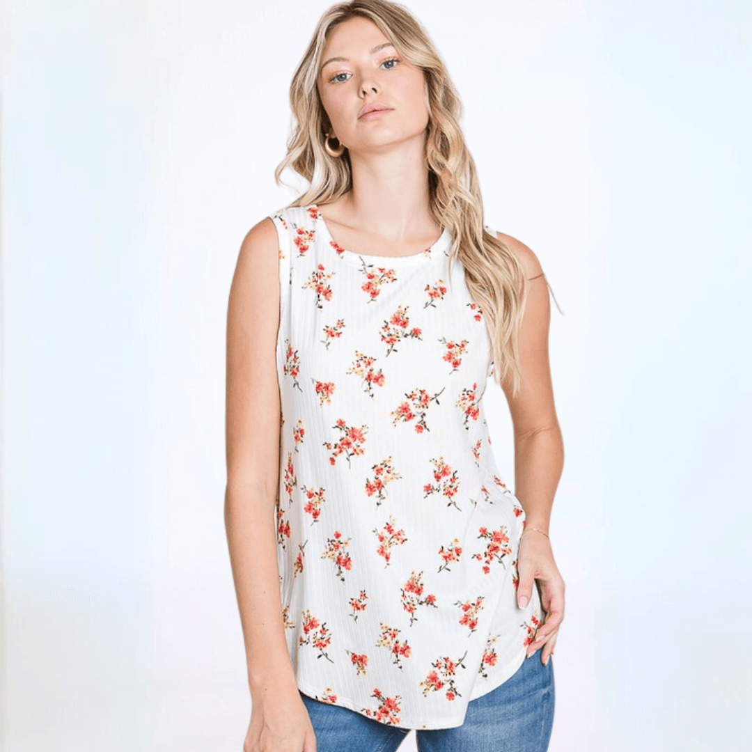 Floral Super Soft Tank Top for Women - Breathable & Comfortable Summer Tops - Made in USA - Perfect for Beach, Yoga & Casual Wear
