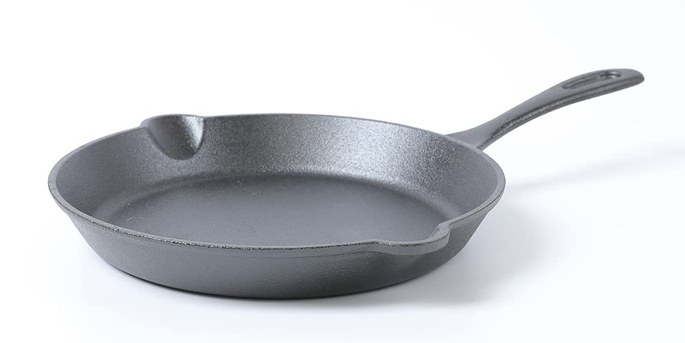 HAWOK 10 Inch Cast Iron Skillet - Pre-Seasoned Round Frying Pan with Ergonomic Handle - Perfect for Stovetop, Oven & Camping - Ideal for Searing, Baking & Grilling Steaks, Vegetables & More