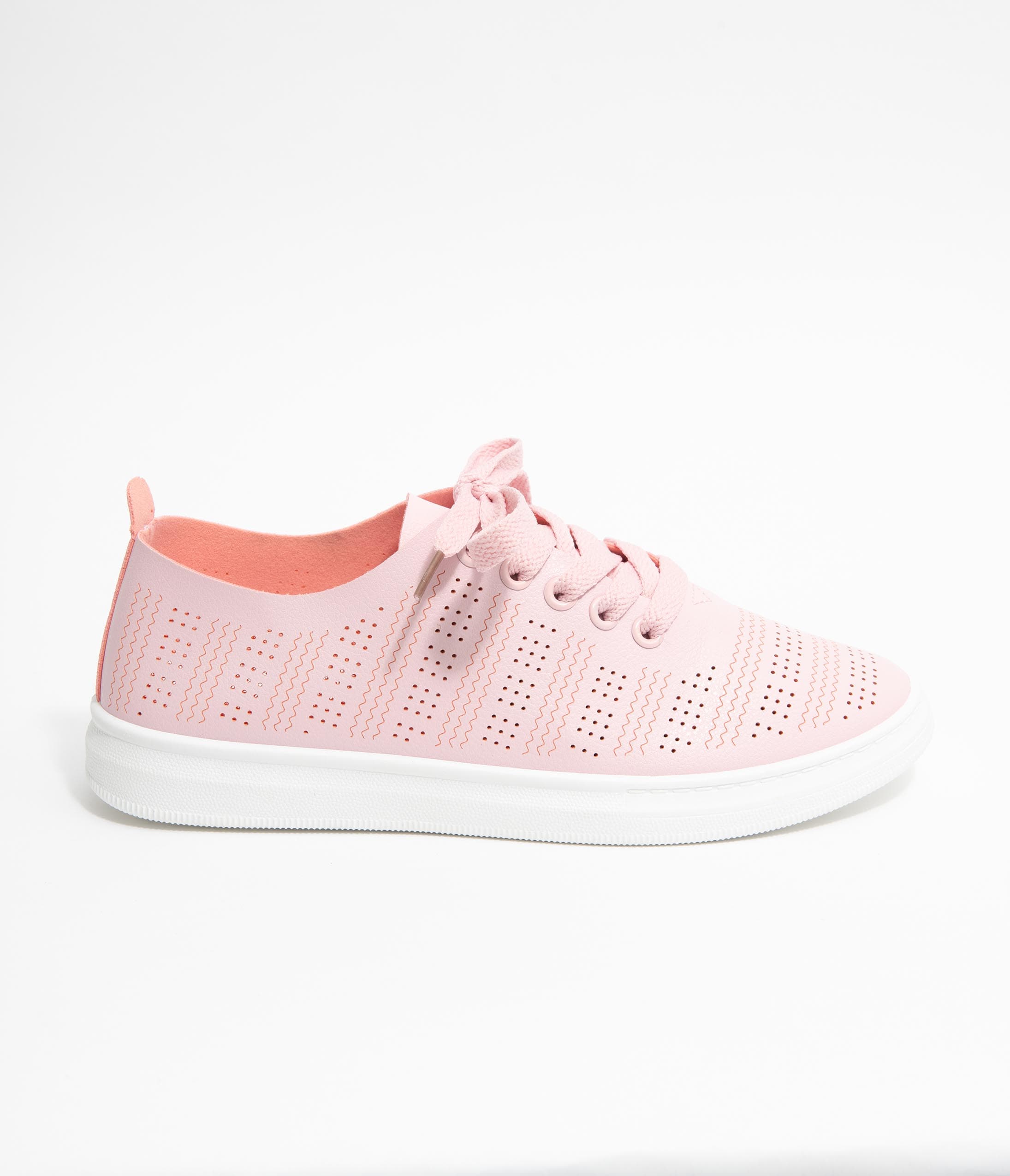 Breathable Light Pink Perforated Sneakers for Women - Comfortable Casual Walking Shoes for Running, Gym & Everyday Wear