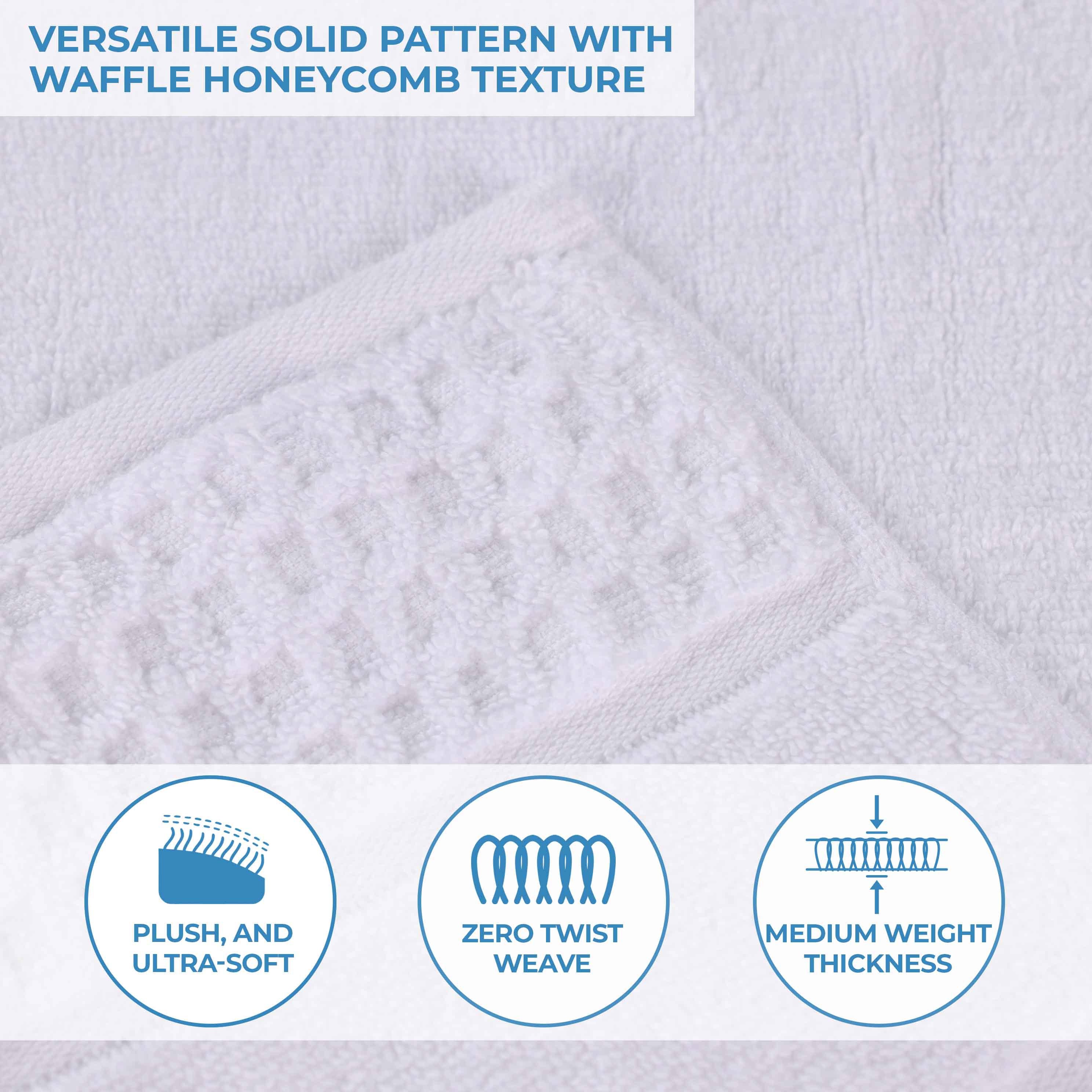 Premium Zero Twist Cotton Waffle Honeycomb Bath Towel Set - Ultra Soft & Highly Absorbent 3-Piece Set for Spa, Bathroom & Luxury Home Use