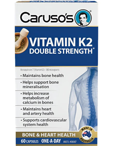 Caruso's Vitamin K2 180mg Double Strength Supplement - Supports Bone & Heart Health - Ideal for Daily Wellness & Immune Support