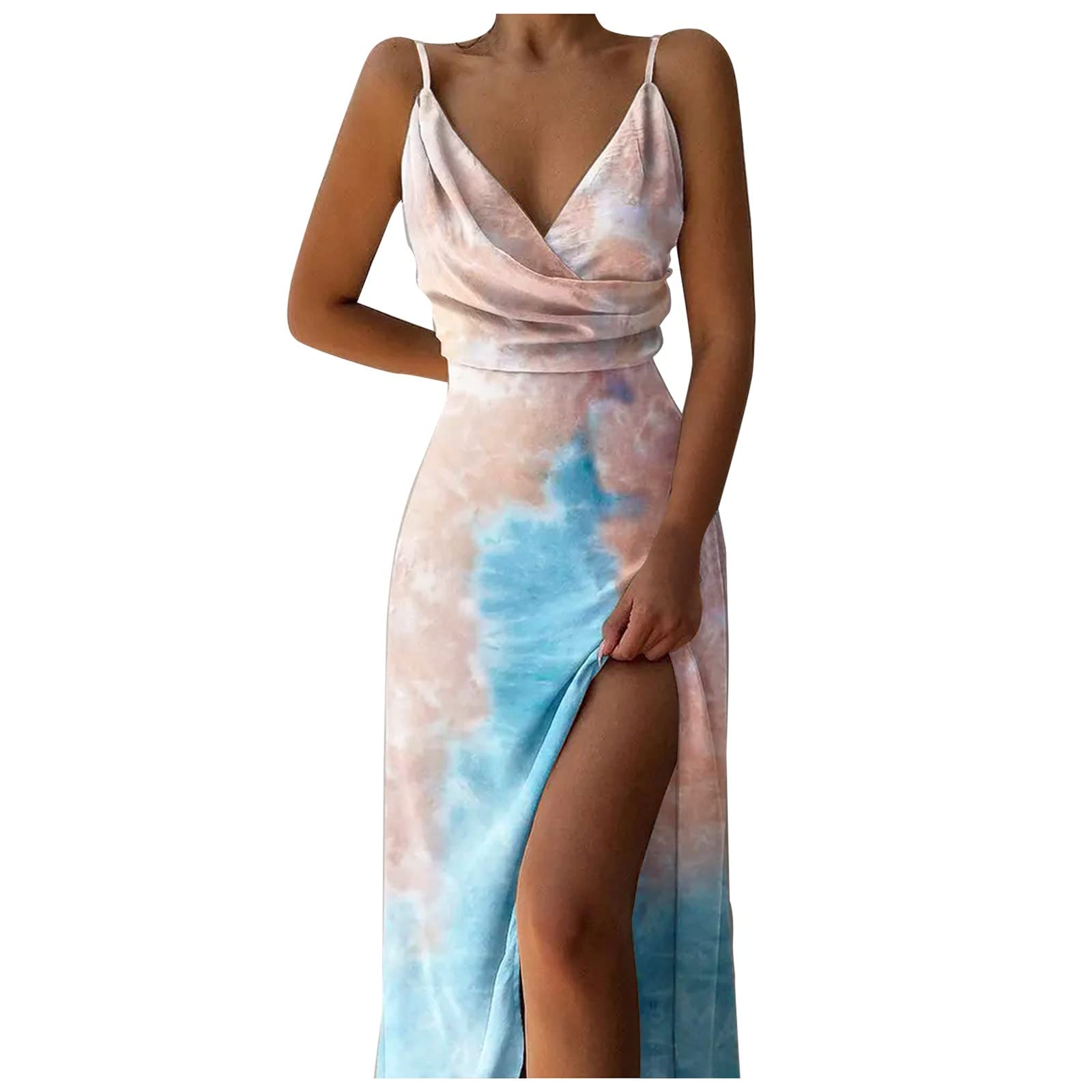 Women's Plus Size Sexy Casual Sleeveless Loose Plain Long Maxi Dress with Suspenders - Summer Beach Party, Vacation & Everyday Wear