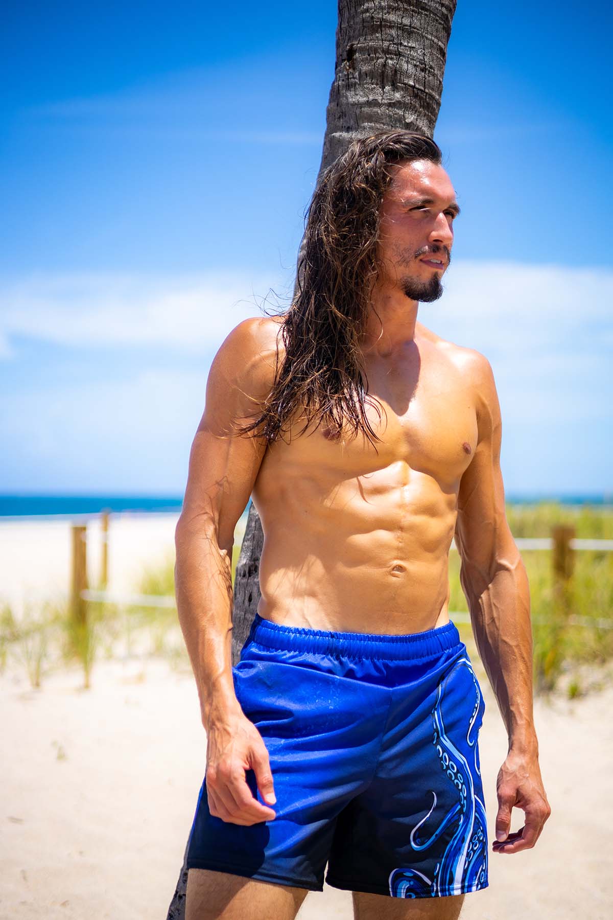 Men's Quick-Dry Swim Trunks with UPF 50+ Sun Protection - Octo Board Shorts for Beach, Surfing & Swimming